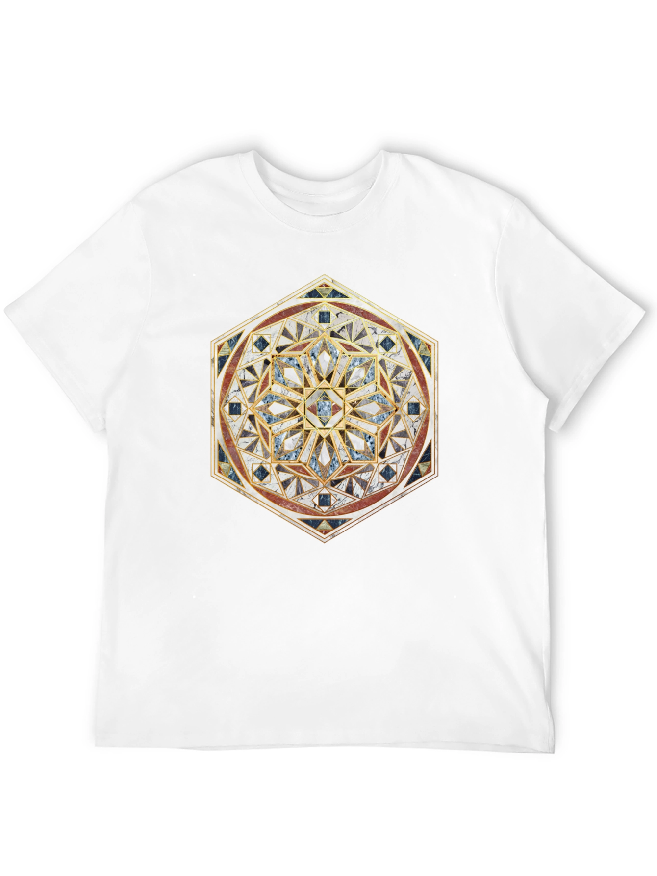 Geometric Mosaic Print Black T-Shirt