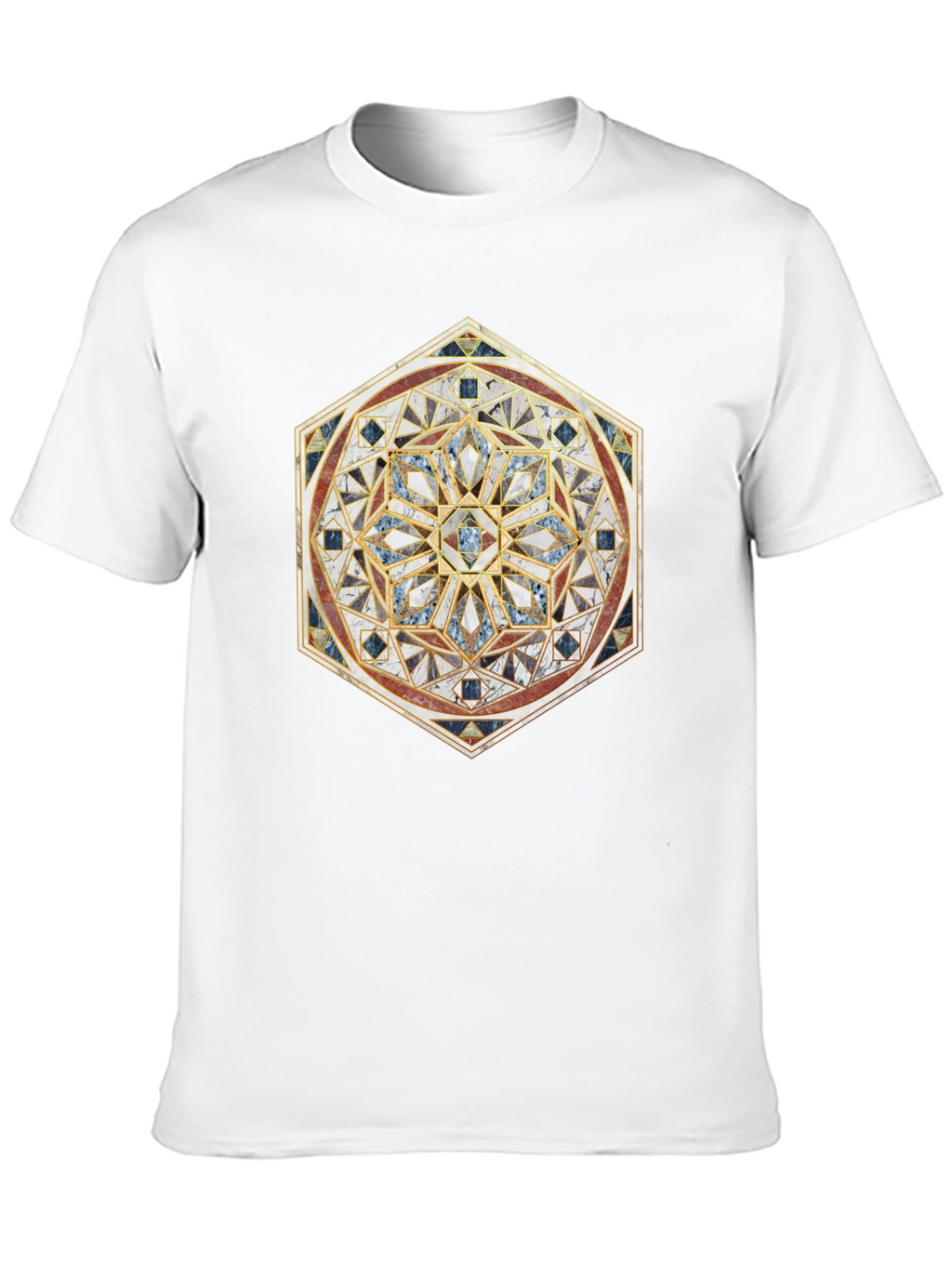 Geometric Mosaic Print Black T-Shirt