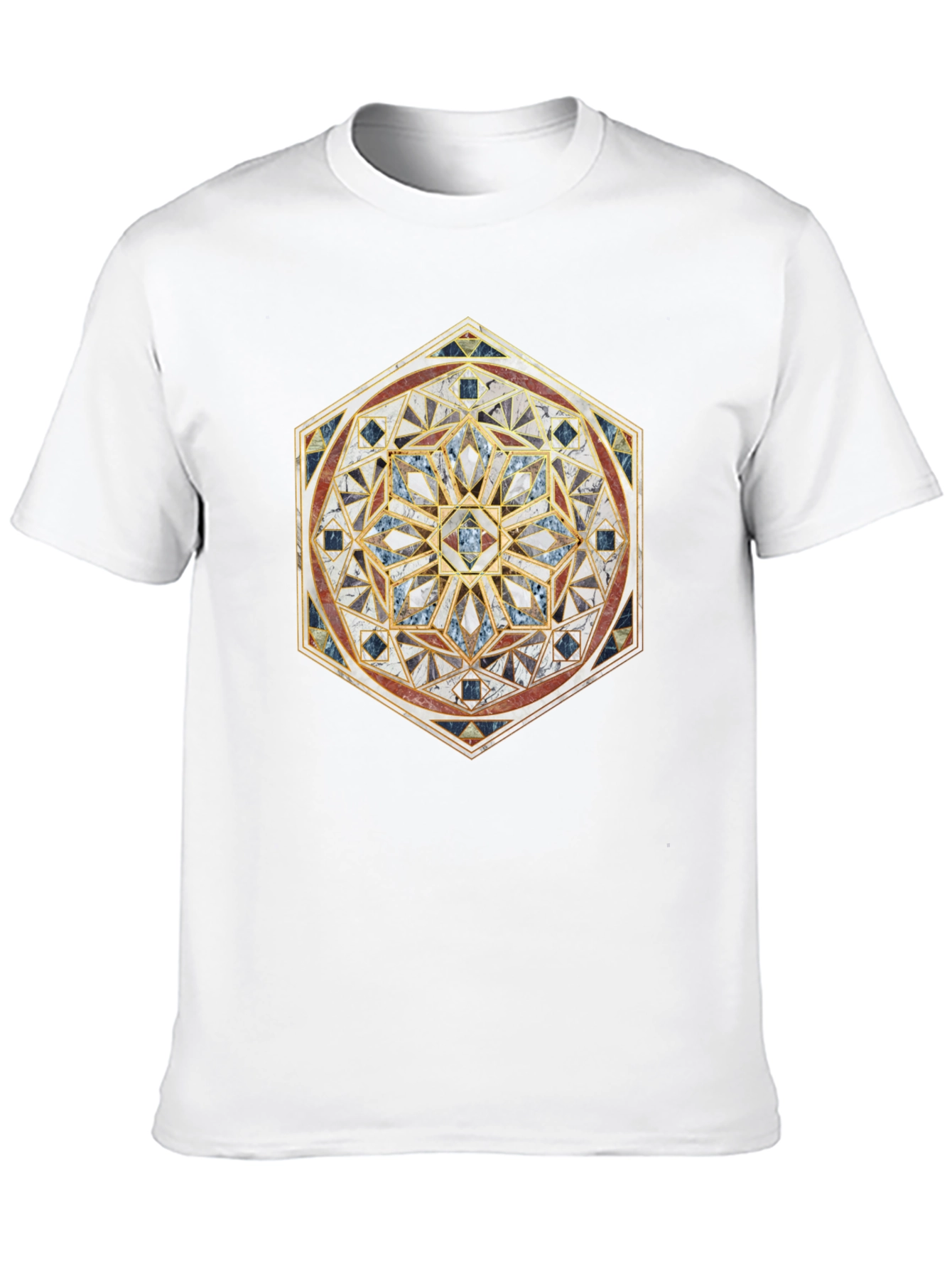 Geometric Mosaic Print Black T-Shirt