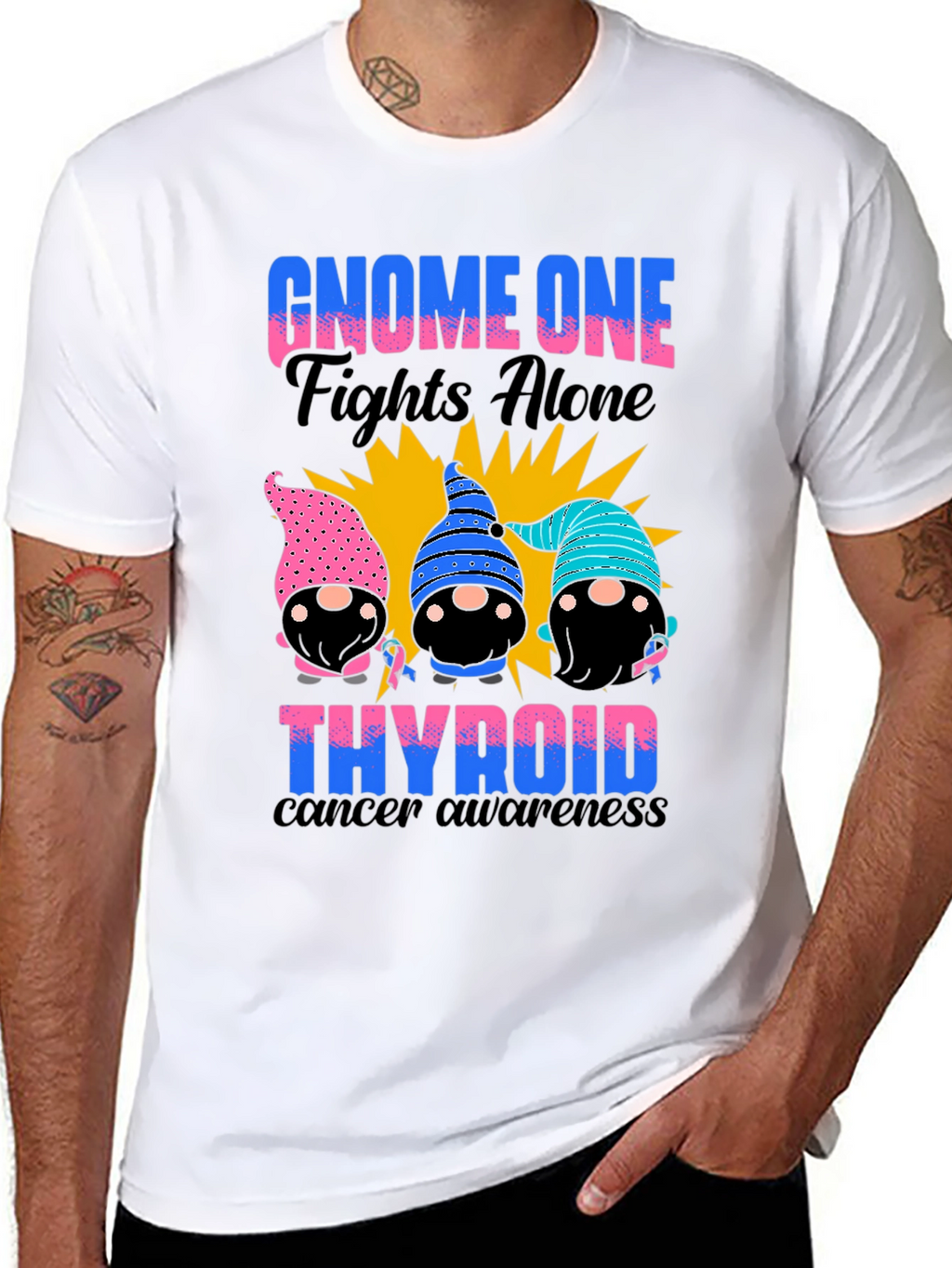 Gnome One Fights Alone Thyroid Cancer Awareness T-Shirt
