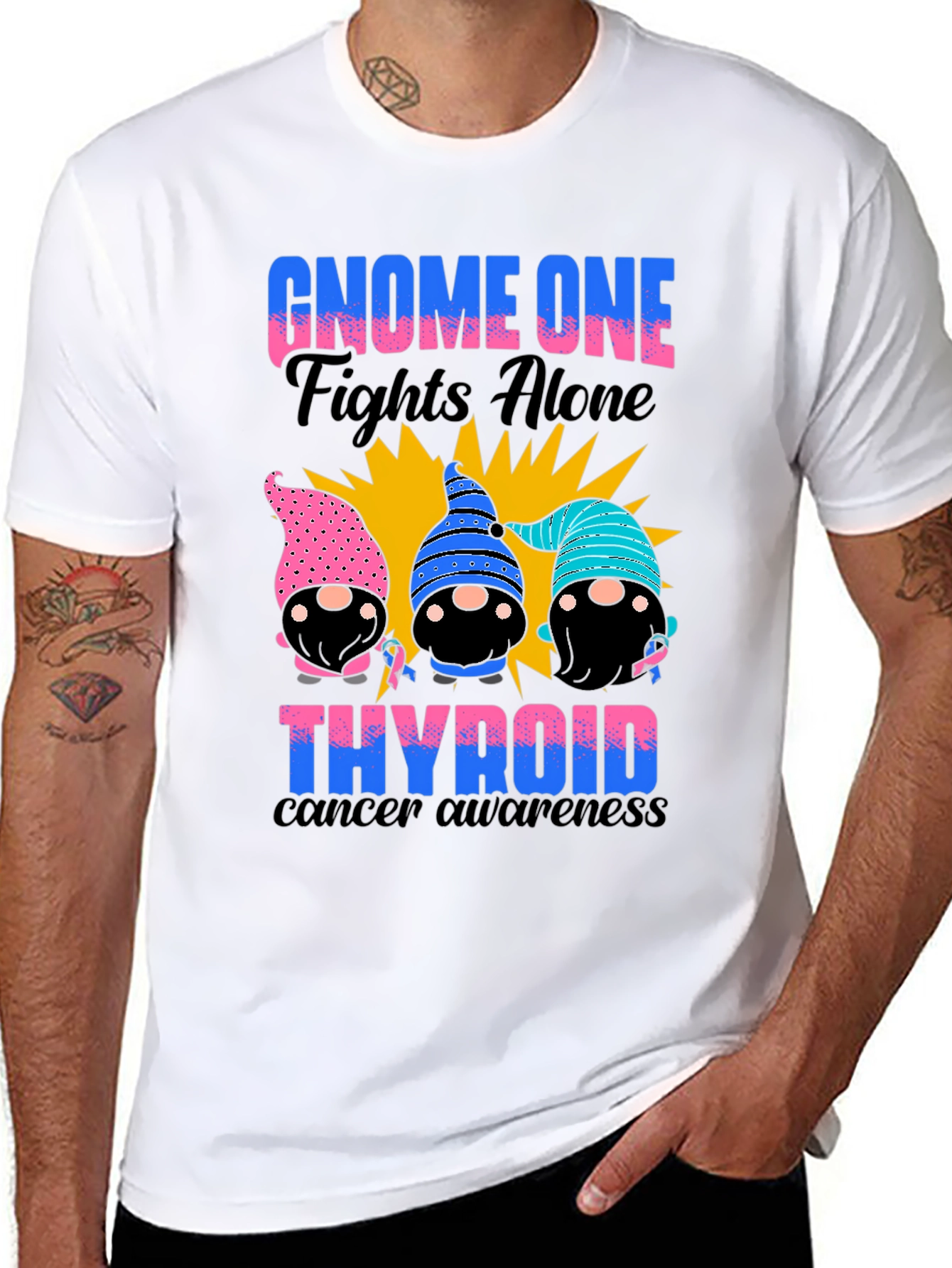Gnome One Fights Alone Thyroid Cancer Awareness T-Shirt