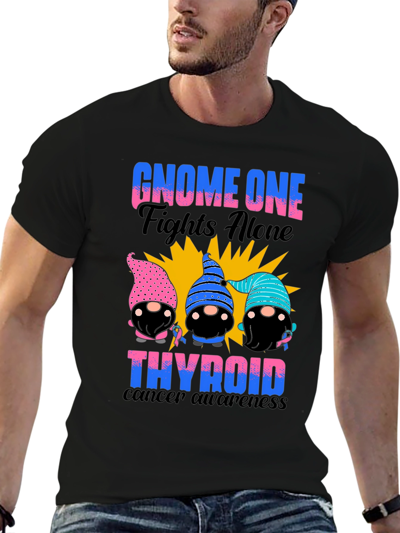 Gnome One Fights Alone Thyroid Cancer Awareness T-Shirt