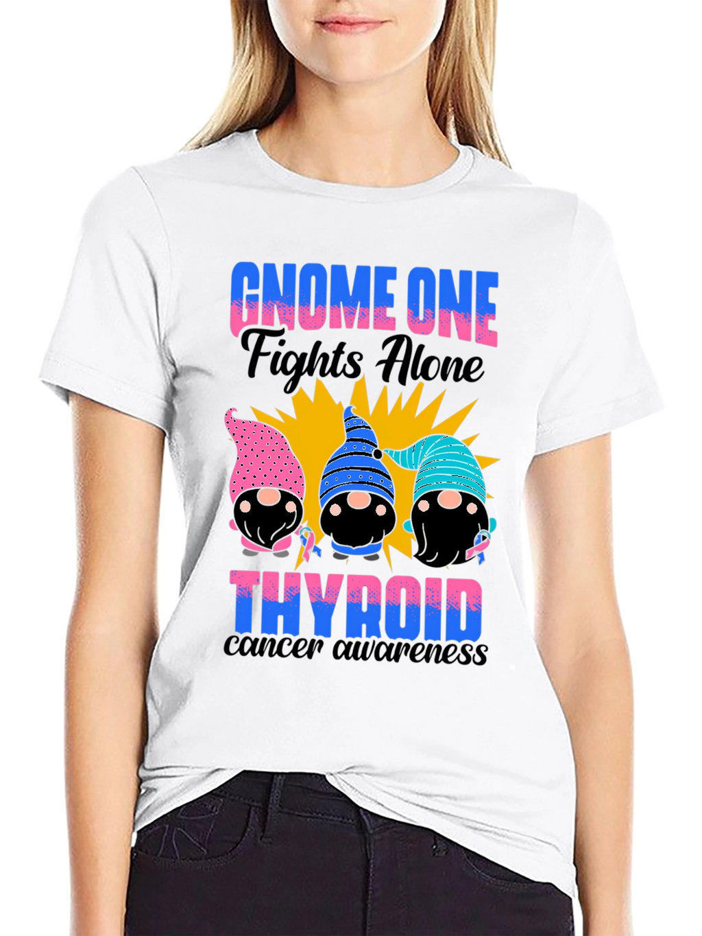 Gnome One Fights Alone Thyroid Cancer Awareness T-Shirt