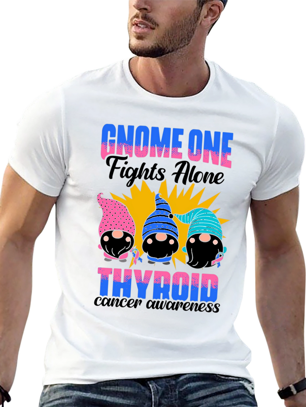 Gnome One Fights Alone Thyroid Cancer Awareness T-Shirt