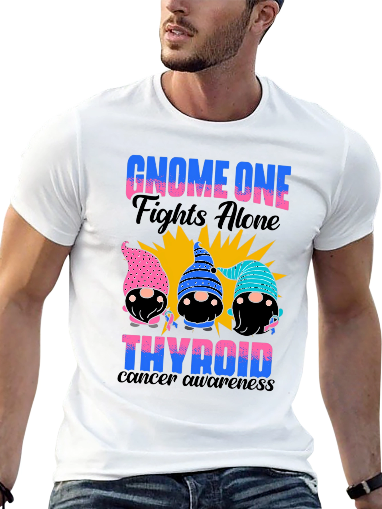 Gnome One Fights Alone Thyroid Cancer Awareness T-Shirt