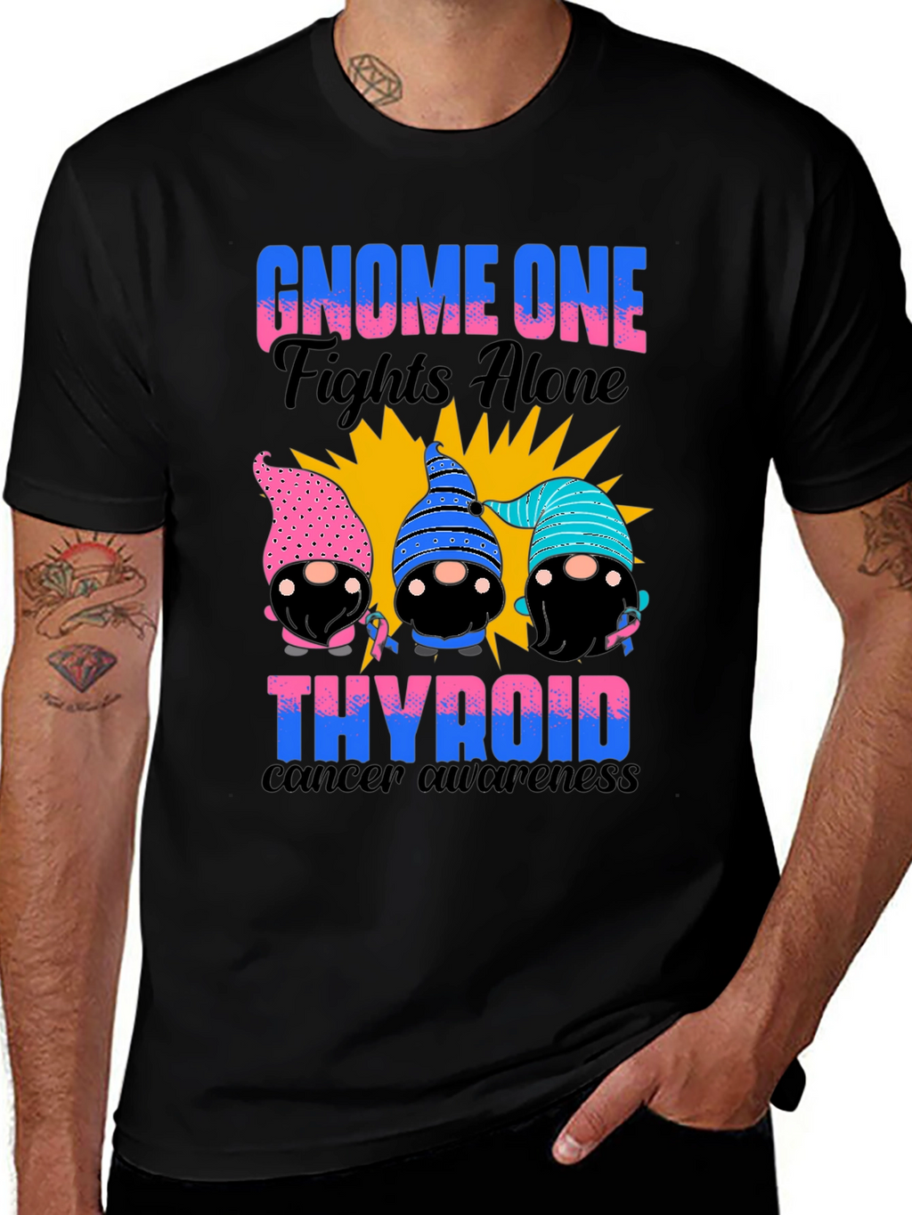 Gnome One Fights Alone Thyroid Cancer Awareness T-Shirt