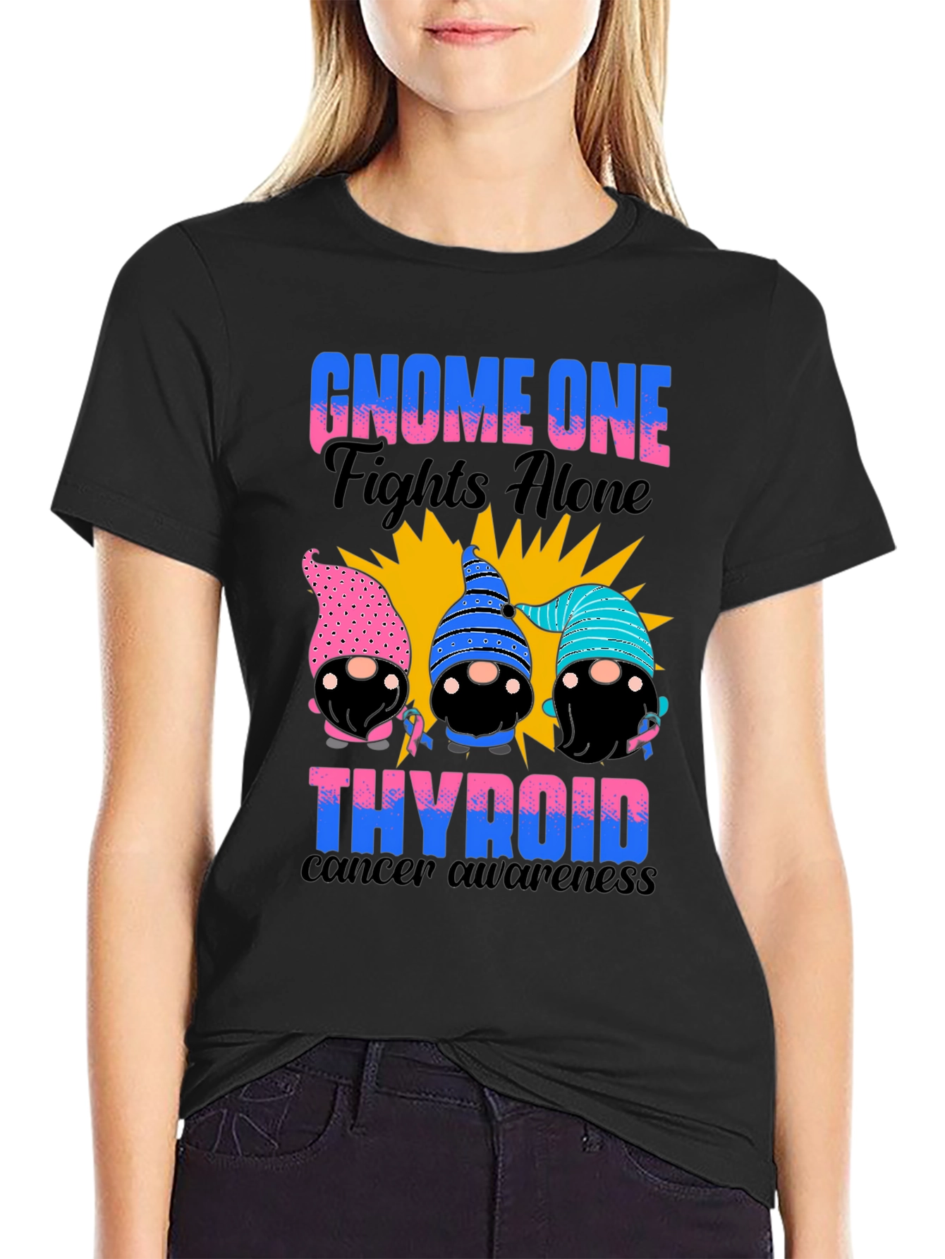 Gnome One Fights Alone Thyroid Cancer Awareness T-Shirt