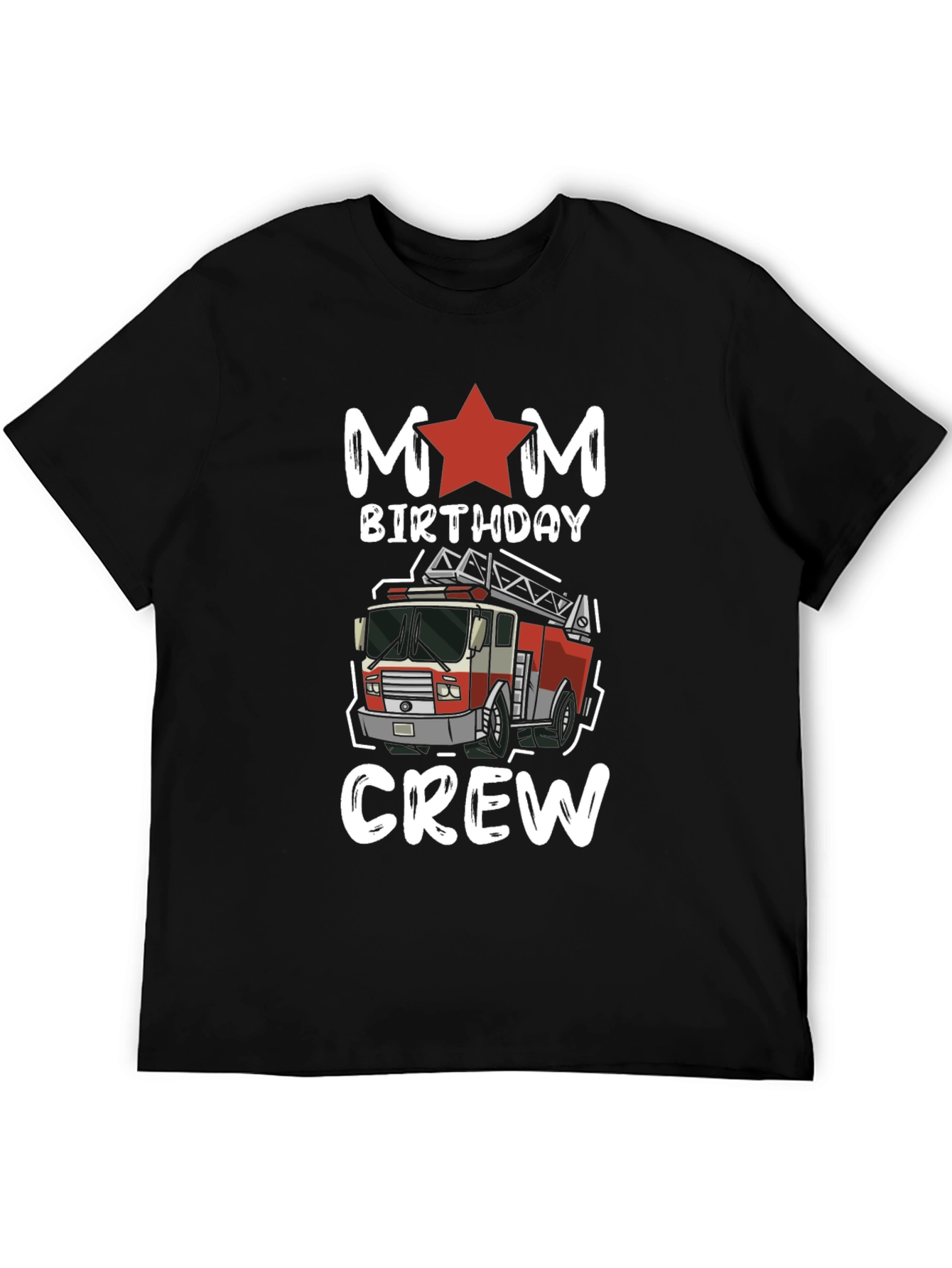 Mom Birthday Crew Firetruck Graphic Tee
