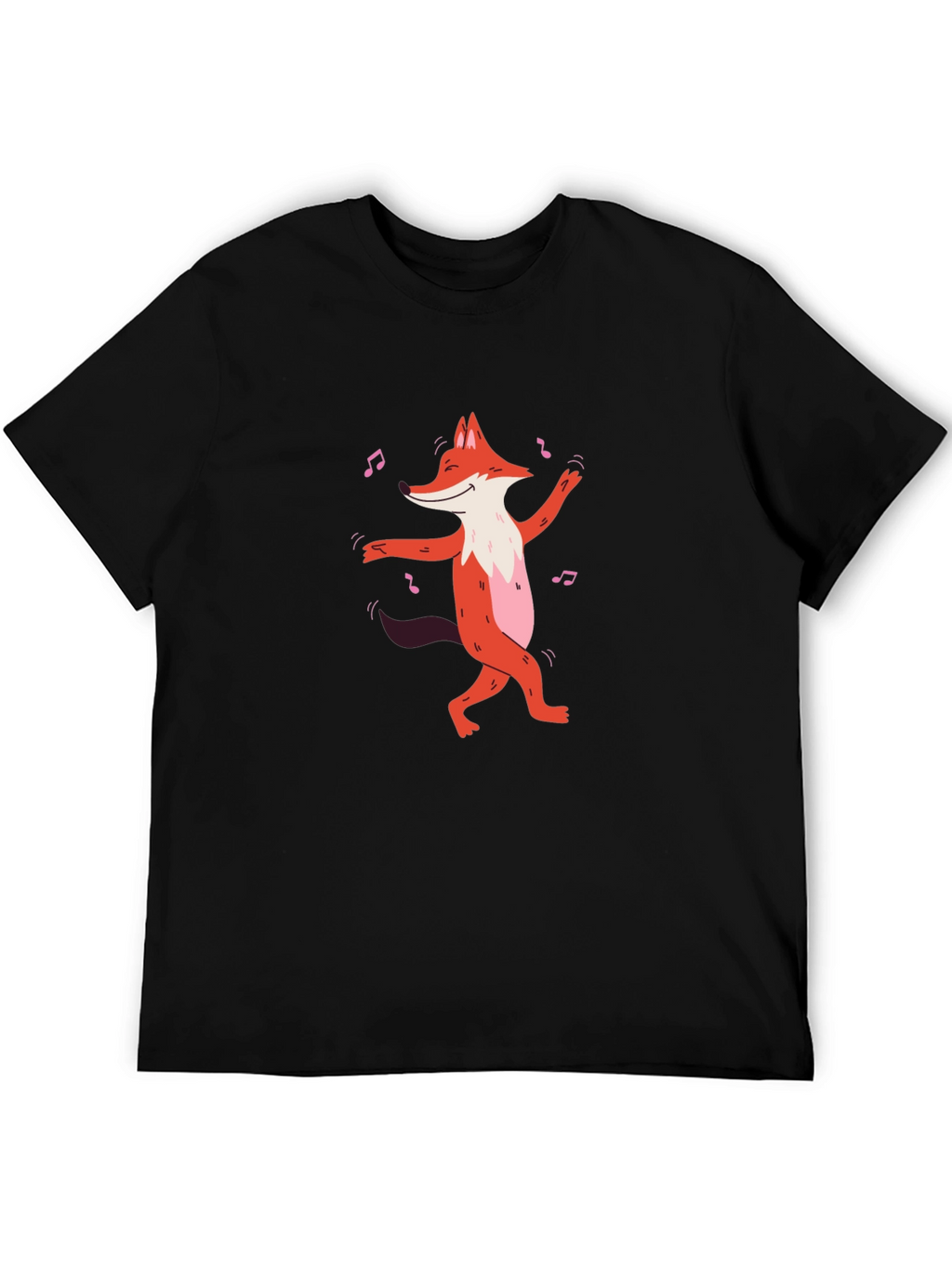 Dancing Fox Graphic T-Shirt - Black Cotton Tee