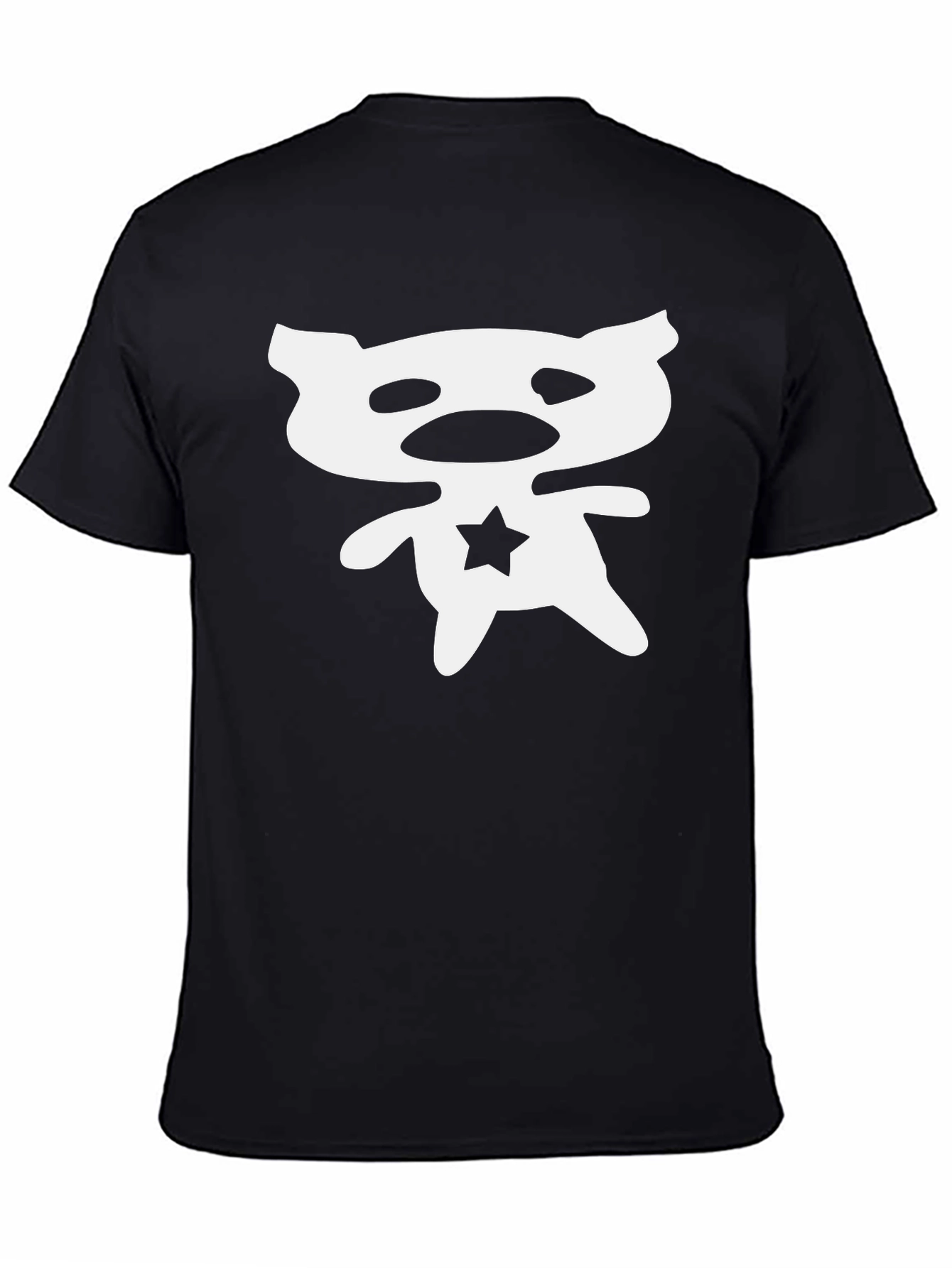 Abstract Bear Star Graphic Black T-Shirt