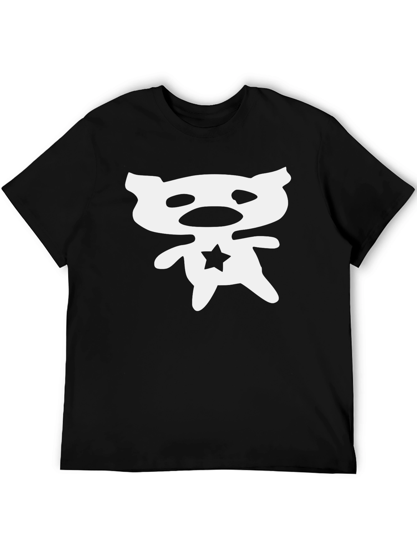 Abstract Bear Star Graphic Black T-Shirt