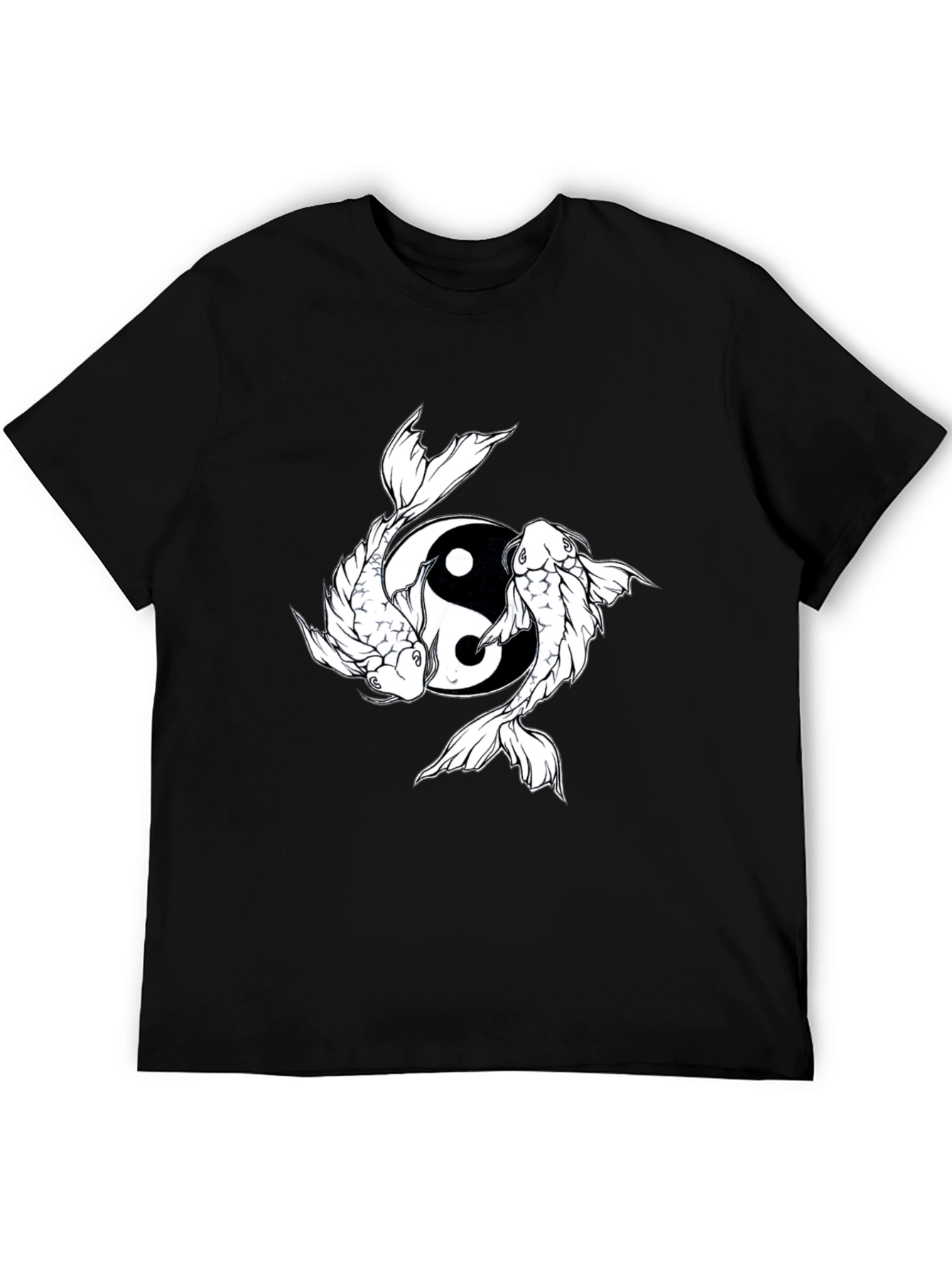 Yin Yang Koi Fish Graphic Tee - Black