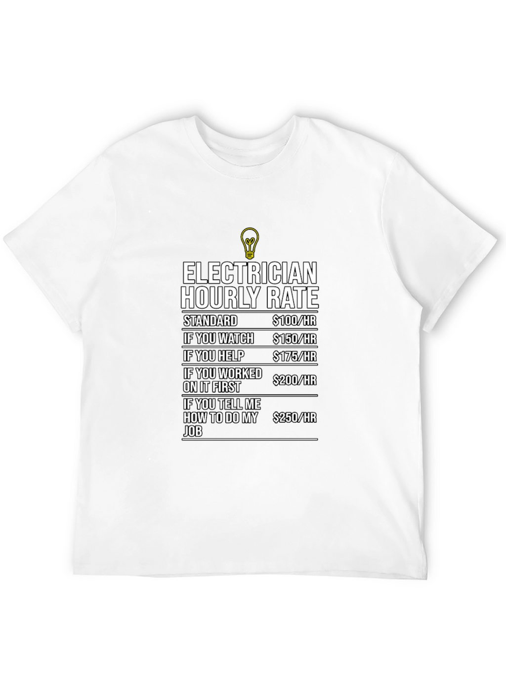 Electrician Hourly Rate Humor Graphic T-Shirt