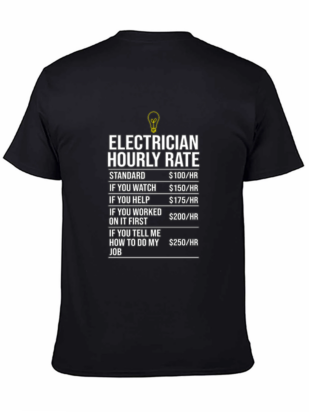 Electrician Hourly Rate Humor Graphic T-Shirt