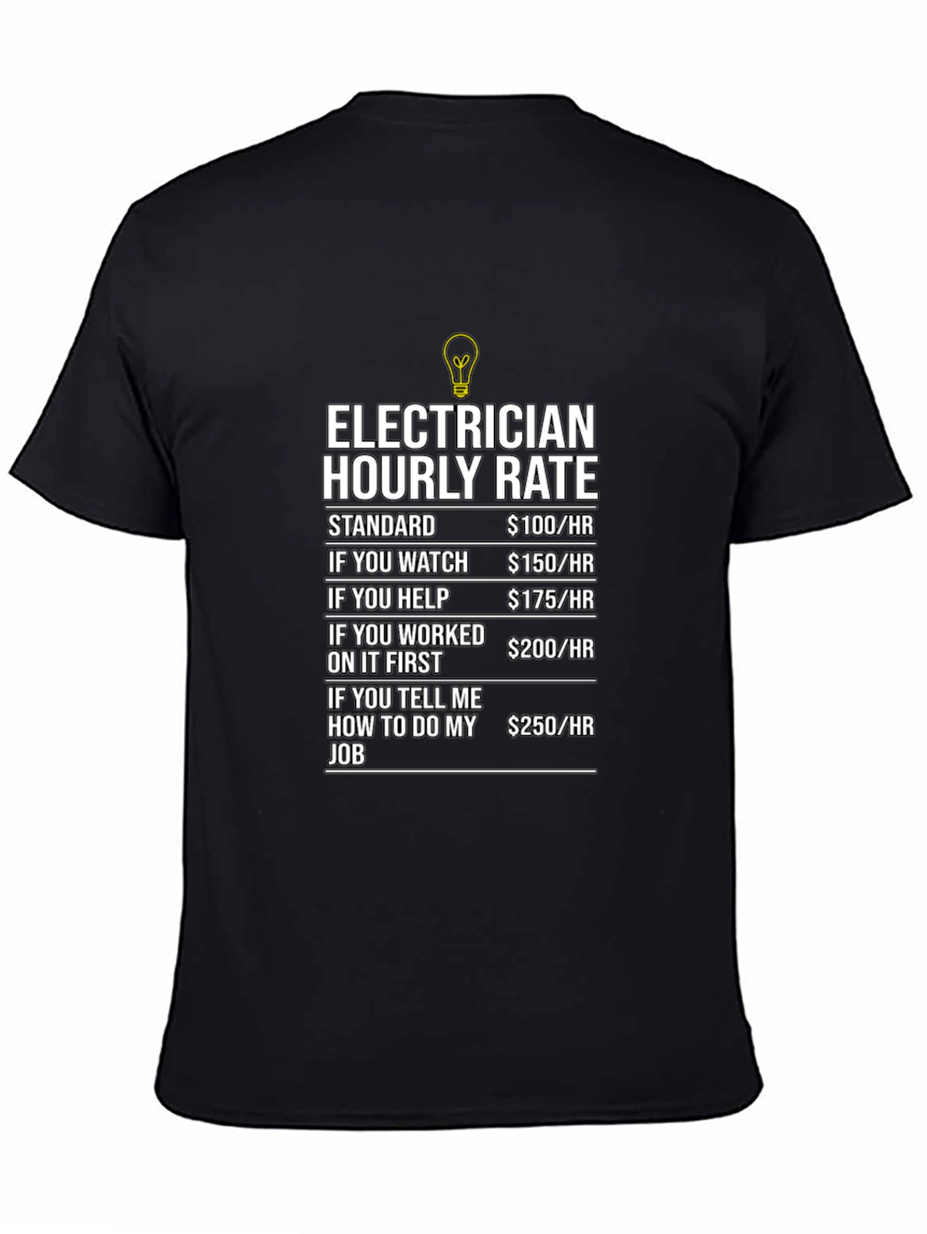 Electrician Hourly Rate Humor Graphic T-Shirt