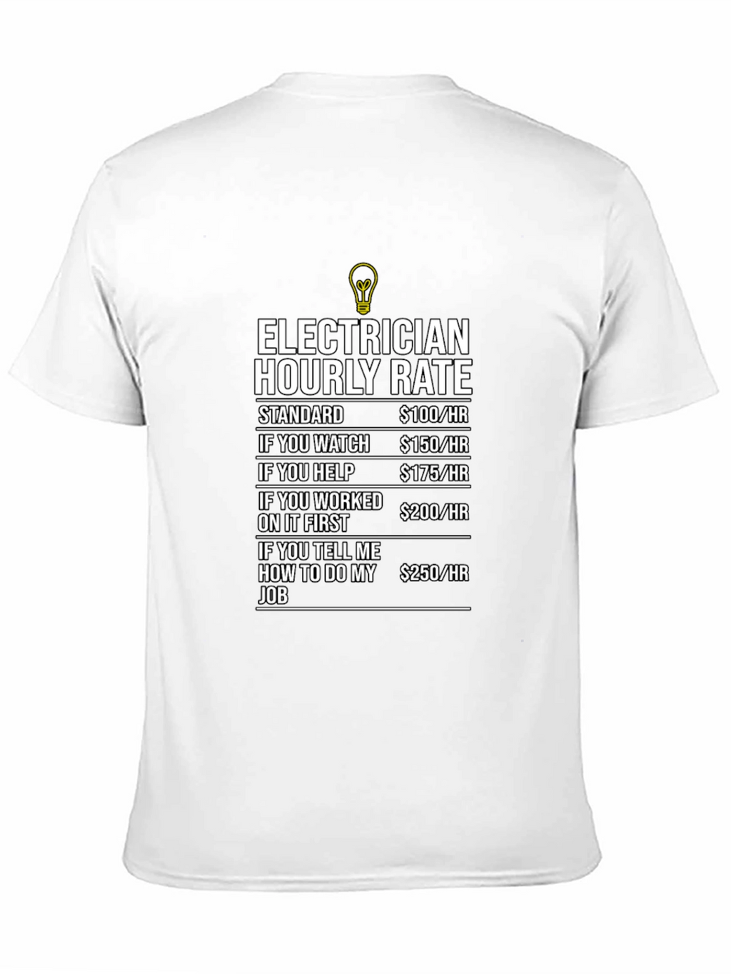 Electrician Hourly Rate Humor Graphic T-Shirt