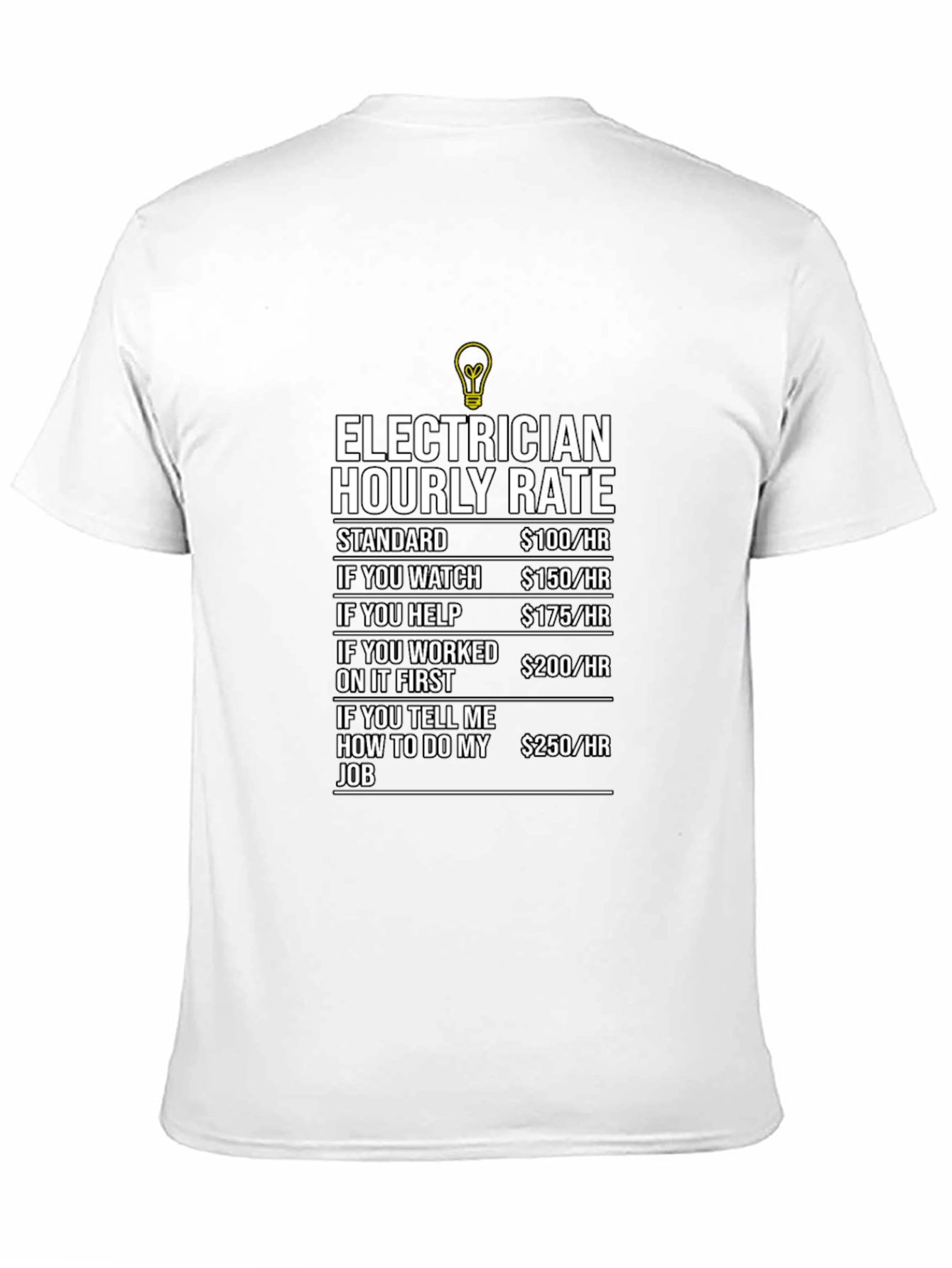Electrician Hourly Rate Humor Graphic T-Shirt