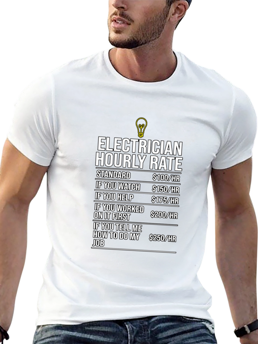 Electrician Hourly Rate Humor Graphic T-Shirt