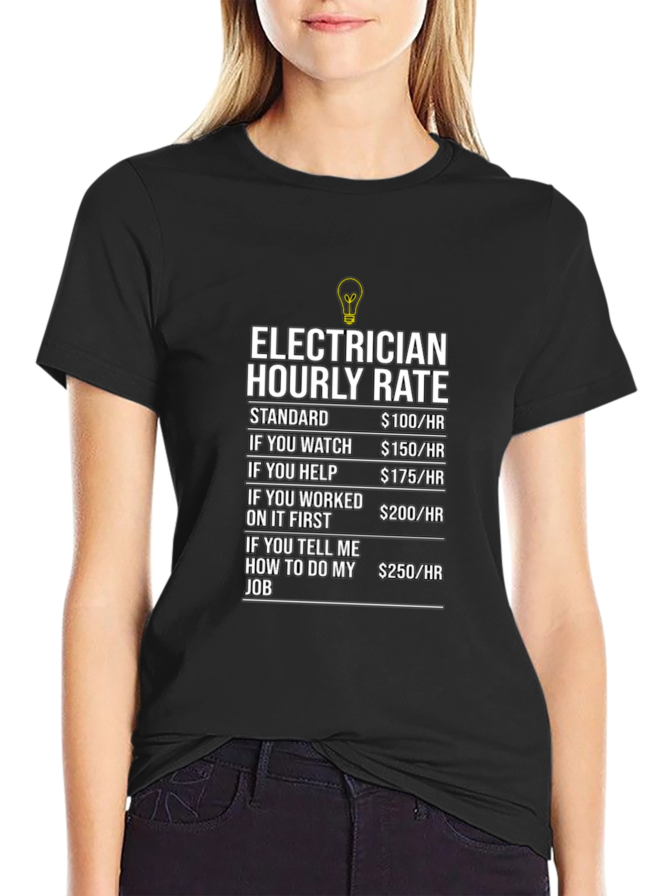Electrician Hourly Rate Humor Graphic T-Shirt