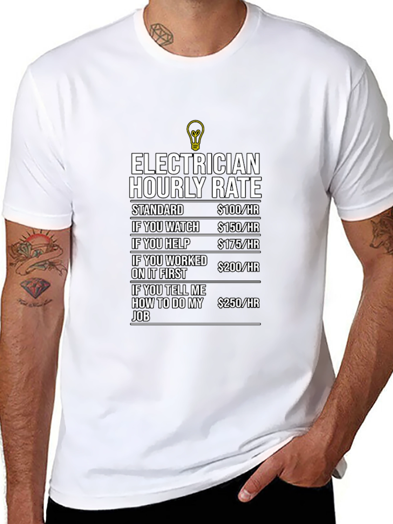 Electrician Hourly Rate Humor Graphic T-Shirt