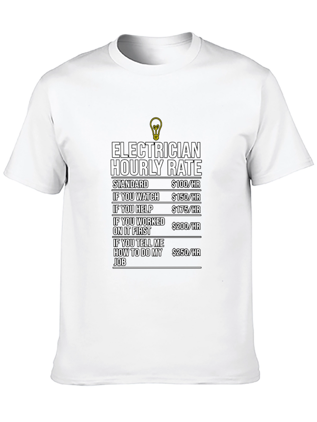 Electrician Hourly Rate Humor Graphic T-Shirt