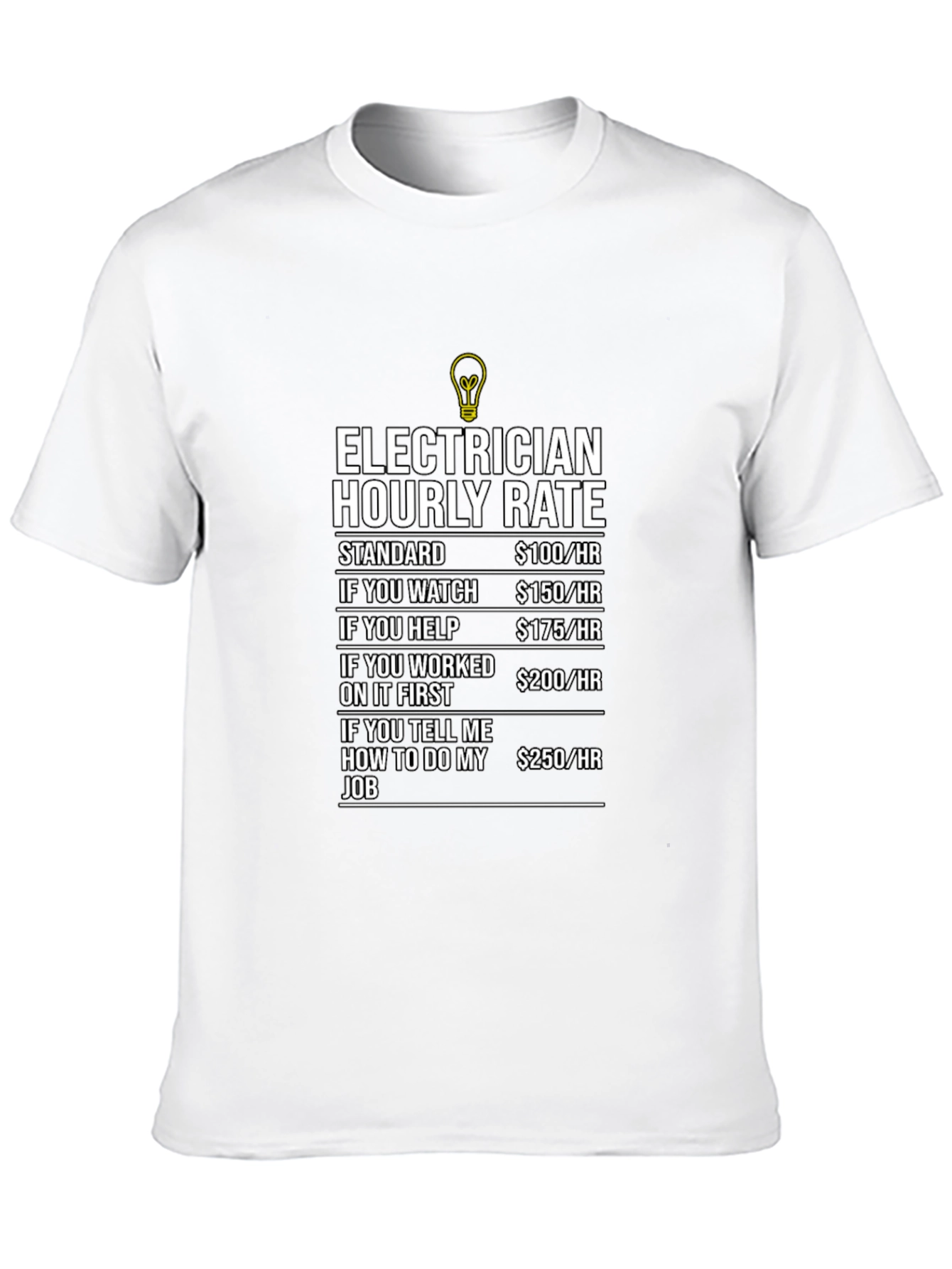 Electrician Hourly Rate Humor Graphic T-Shirt