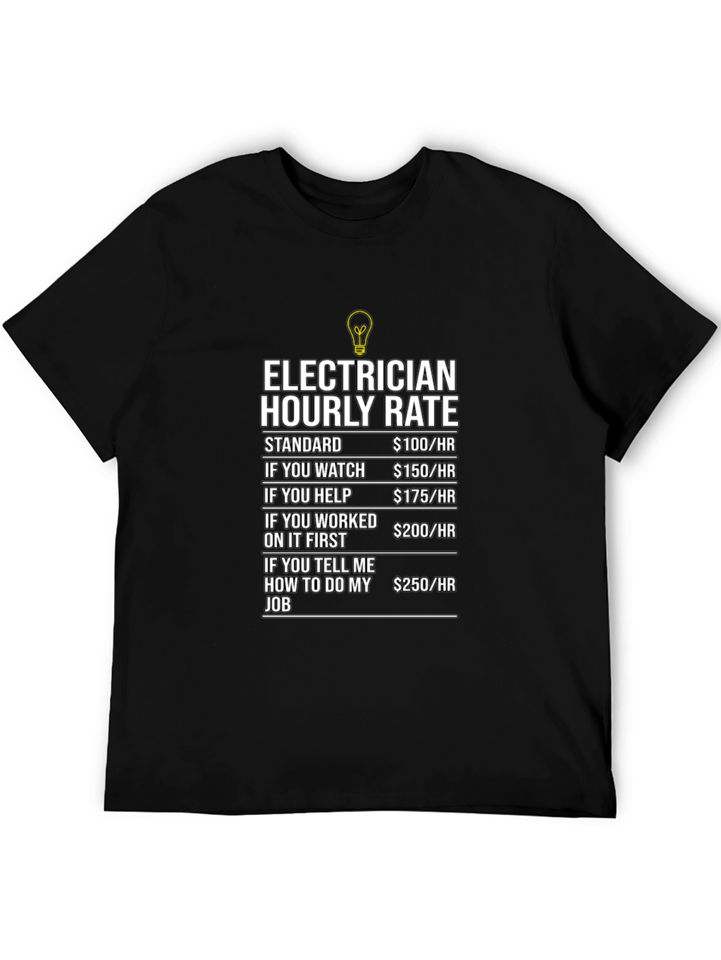 Electrician Hourly Rate Humor Graphic T-Shirt