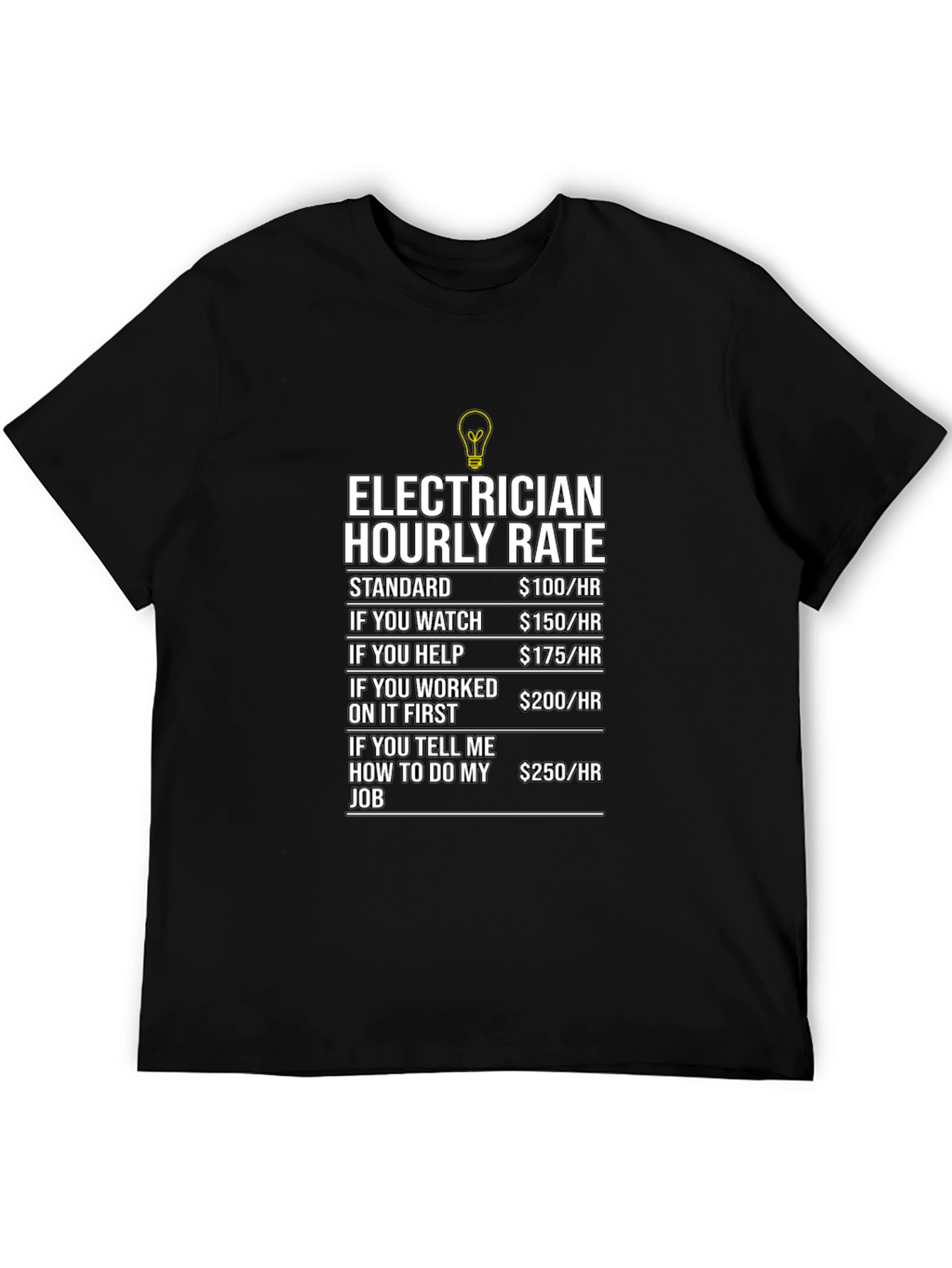 Electrician Hourly Rate Humor Graphic T-Shirt