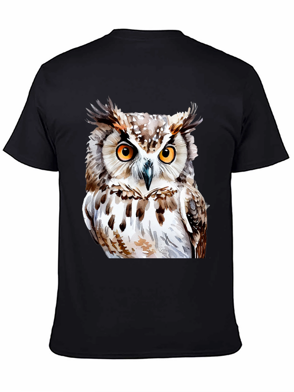 Owl Graphic Print T-Shirt - Black