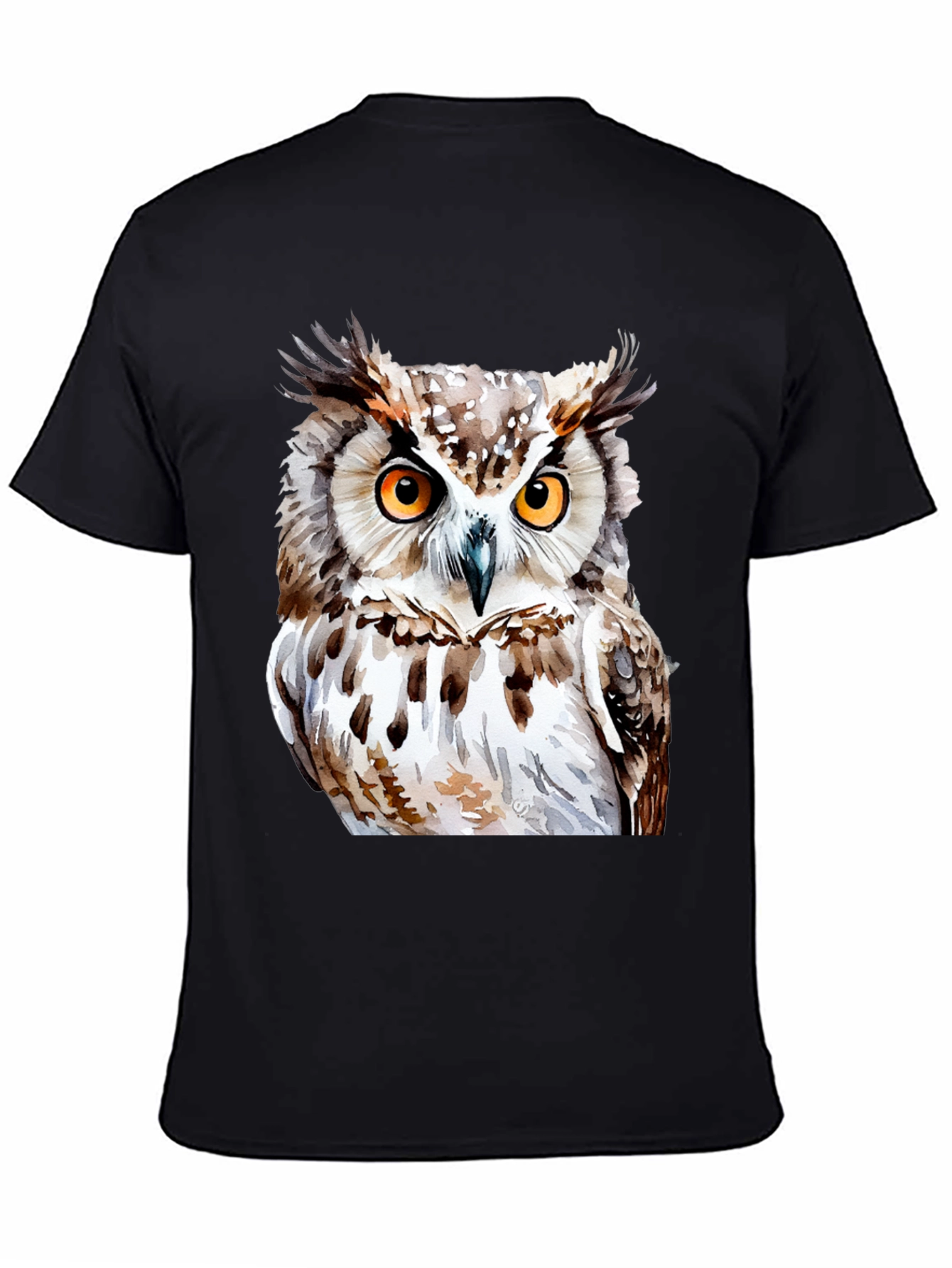 Owl Graphic Print T-Shirt - Black