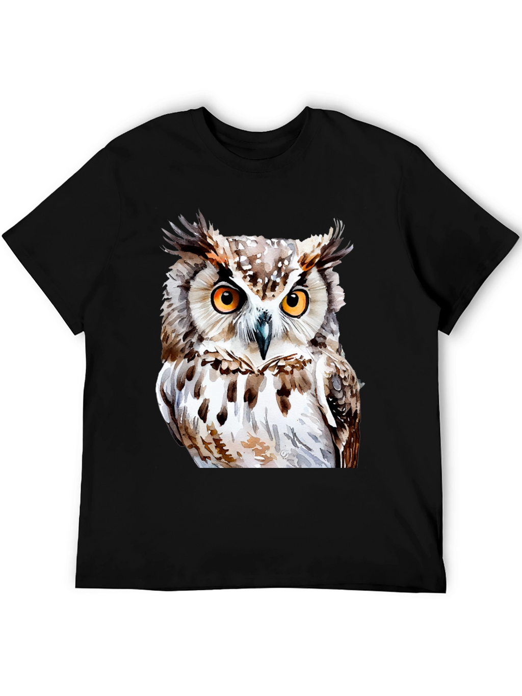 Owl Graphic Print T-Shirt - Black