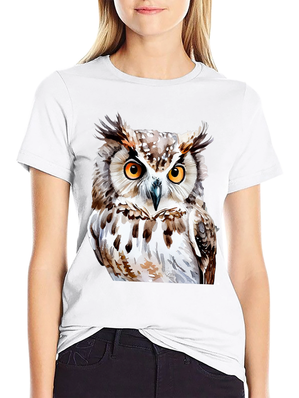 Owl Graphic Print T-Shirt - Black