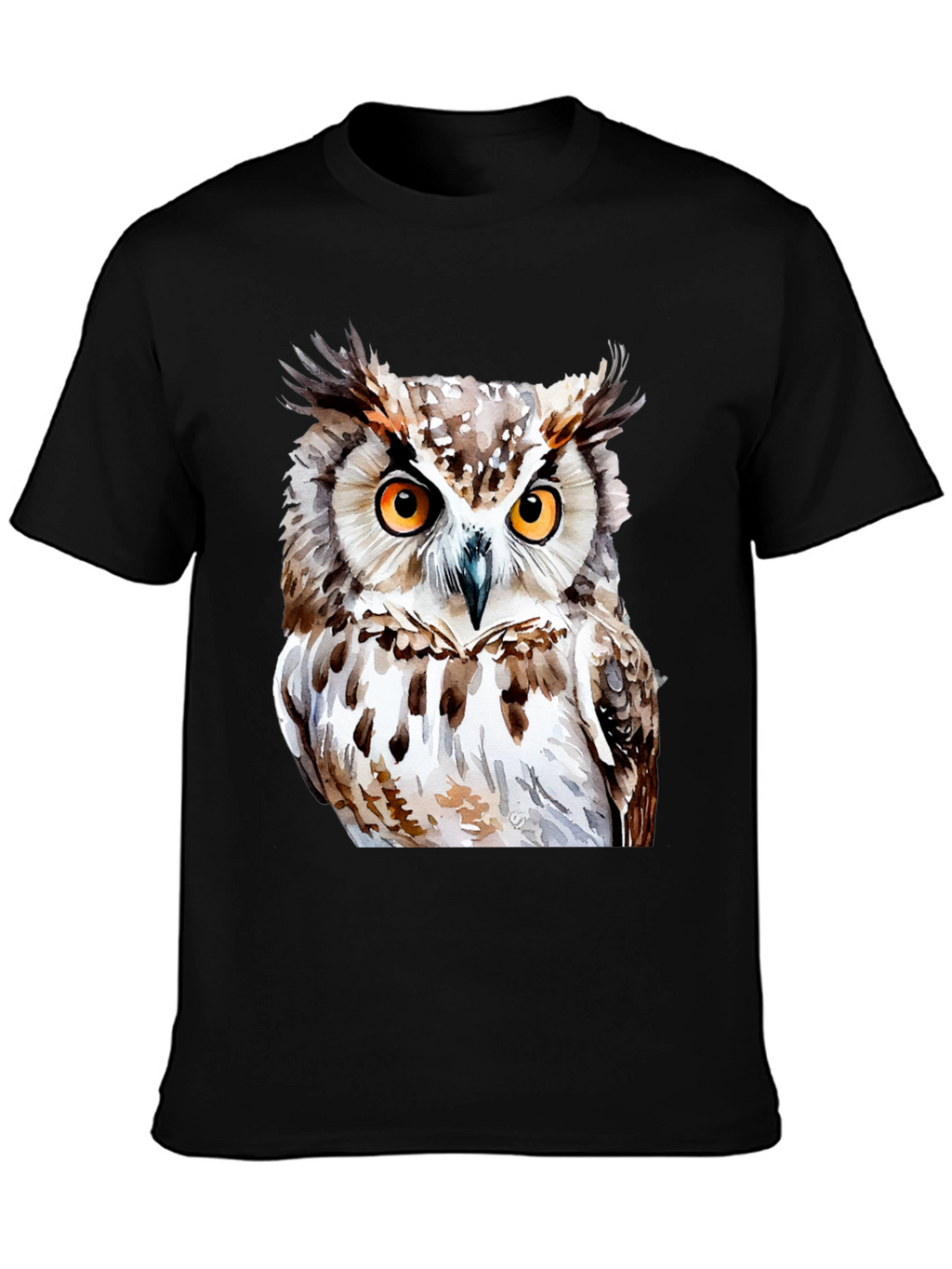 Owl Graphic Print T-Shirt - Black