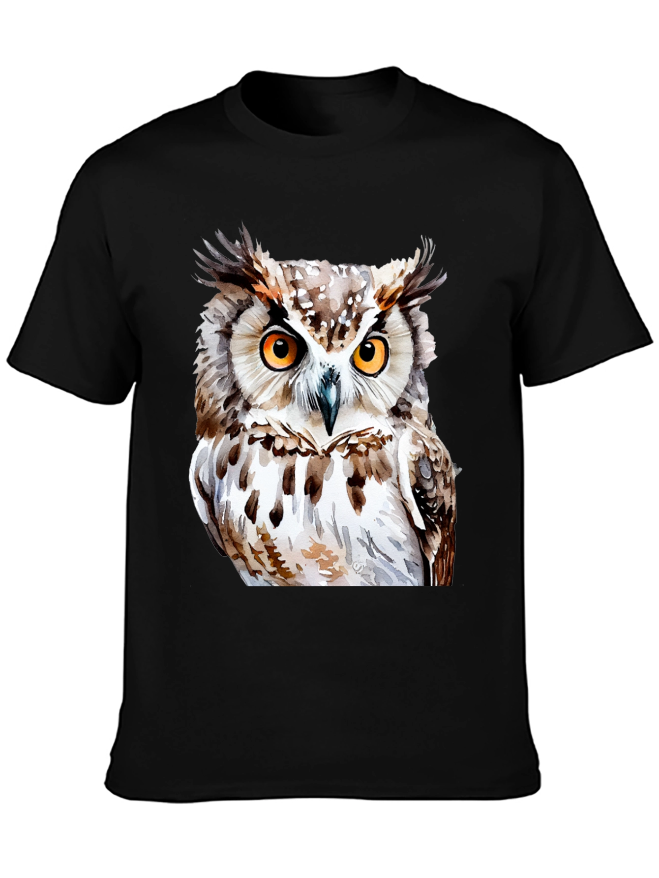 Owl Graphic Print T-Shirt - Black