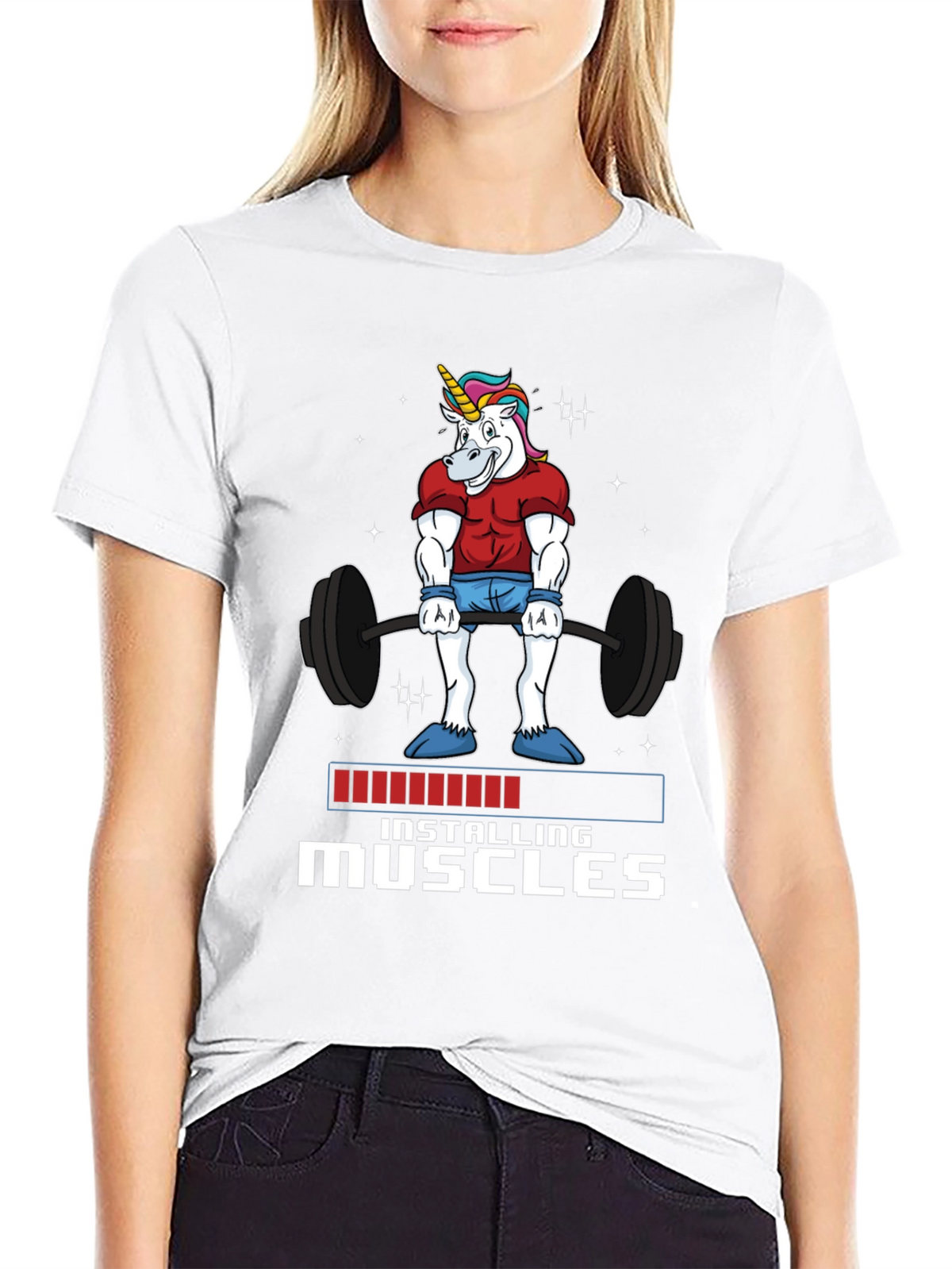 Unicorn Gym Shirt - Installing Muscles Funny Workout Tee