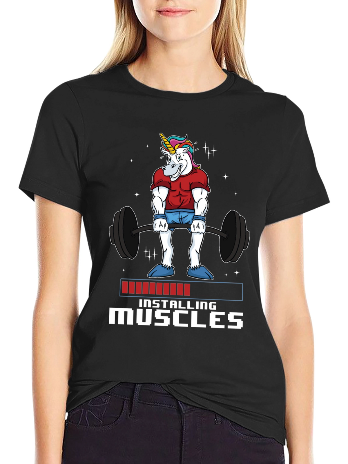 Unicorn Gym Shirt - Installing Muscles Funny Workout Tee