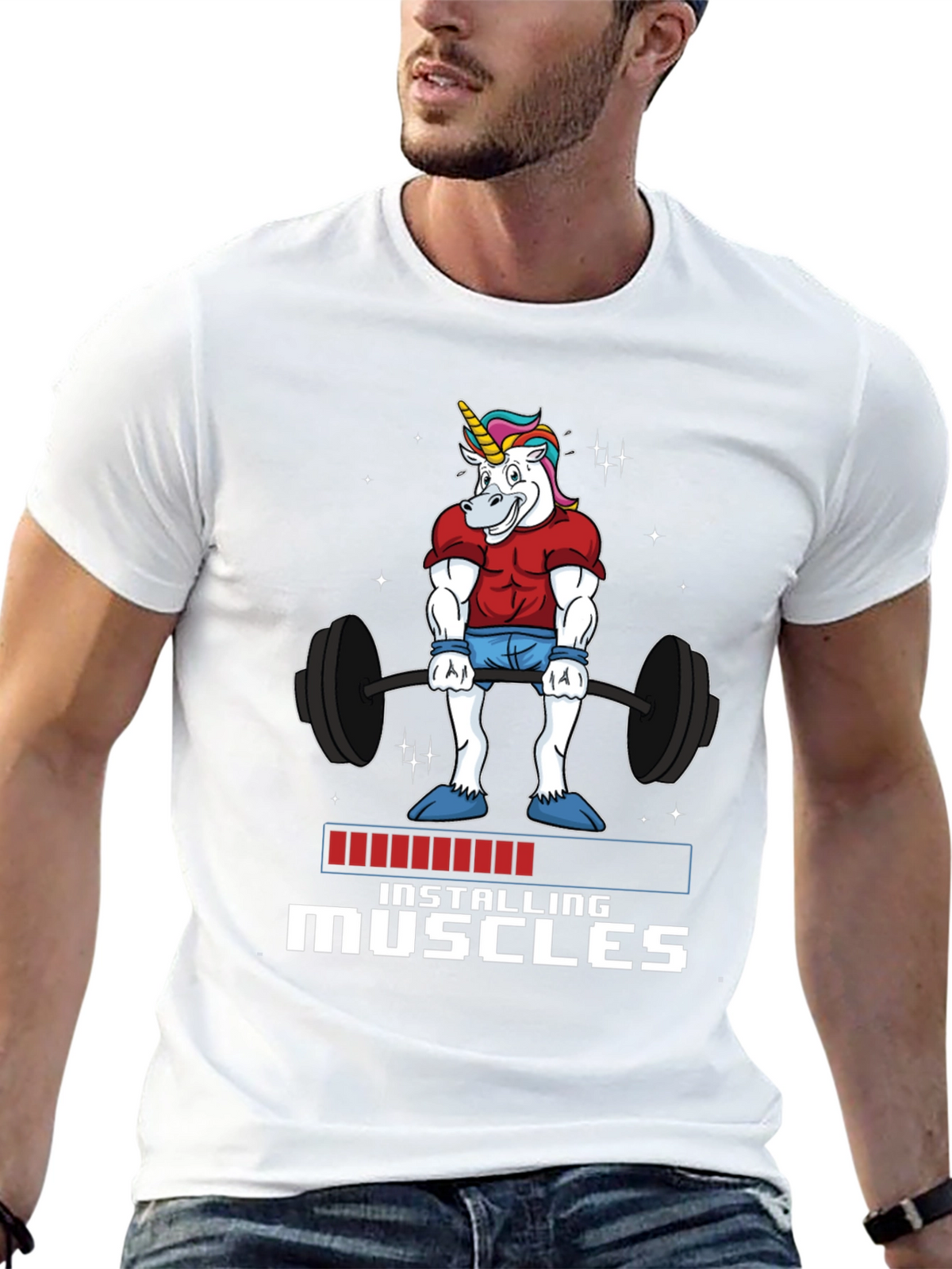 Unicorn Gym Shirt - Installing Muscles Funny Workout Tee