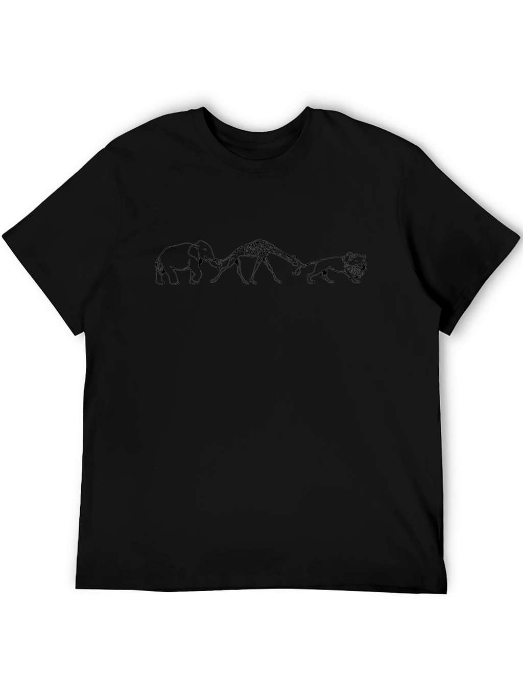 Elephant Giraffe Lion Black Graphic Tee