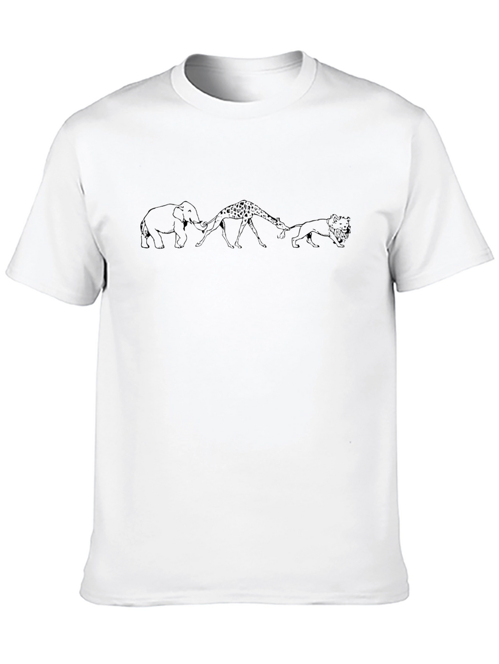 Elephant Giraffe Lion Black Graphic Tee