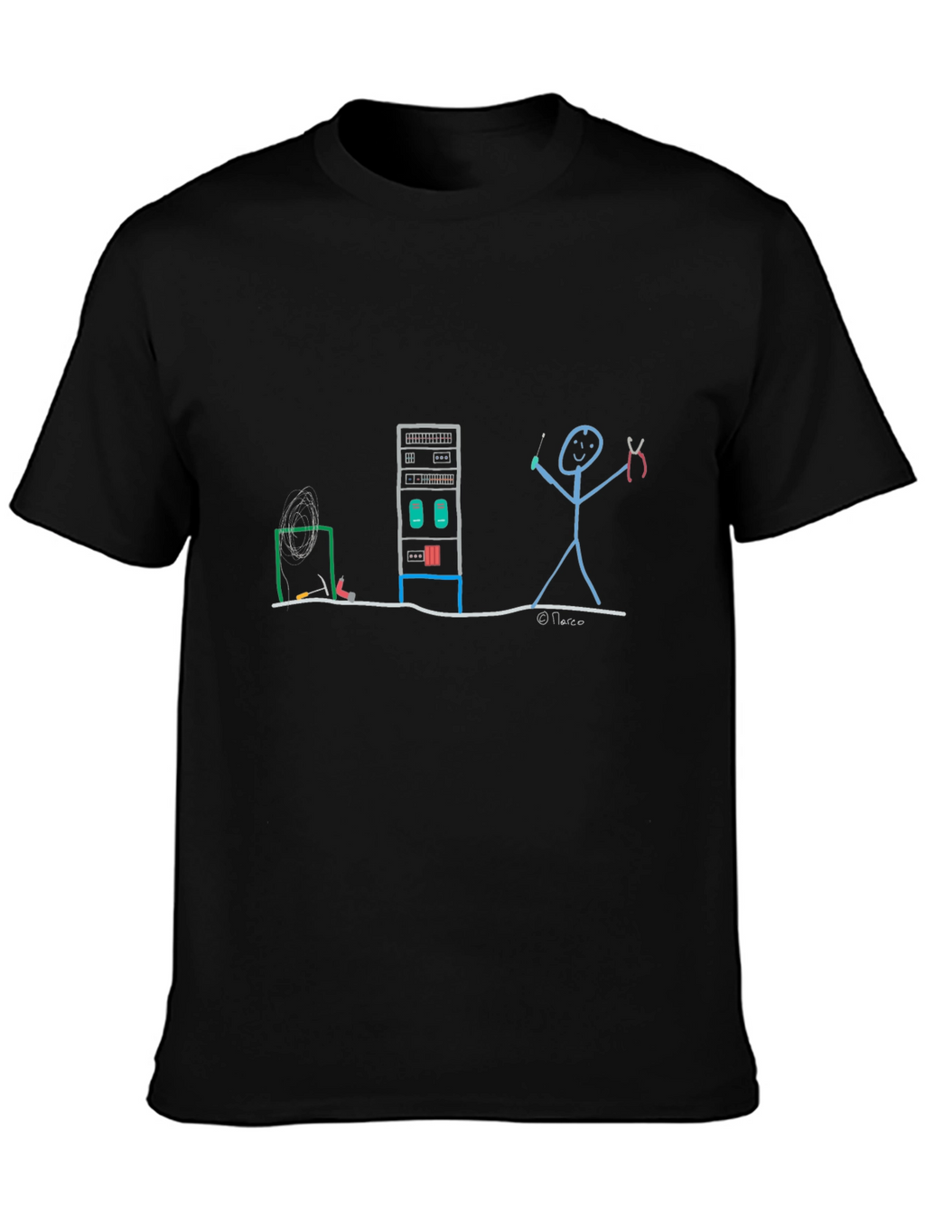 Server Rack Stick Figure T-Shirt