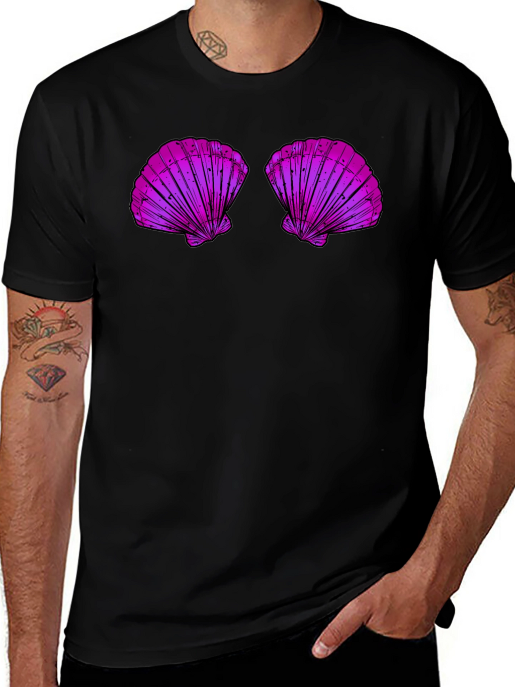Mermaid Shell Top Graphic Tee - Fun Casual T-Shirt