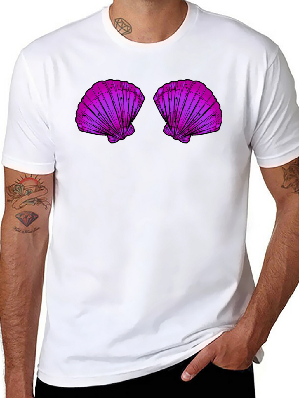 Mermaid Shell Top Graphic Tee - Fun Casual T-Shirt