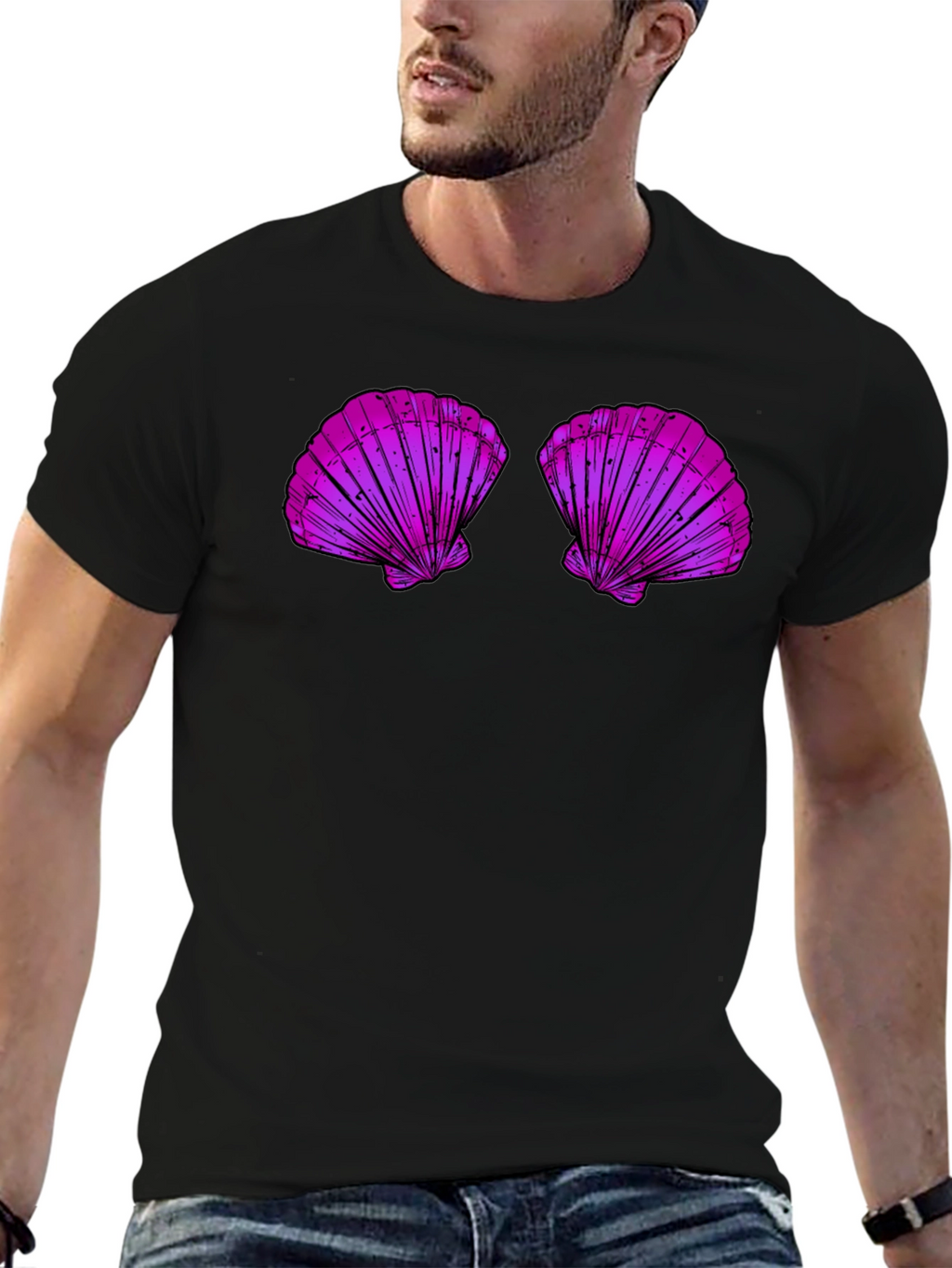 Mermaid Shell Top Graphic Tee - Fun Casual T-Shirt