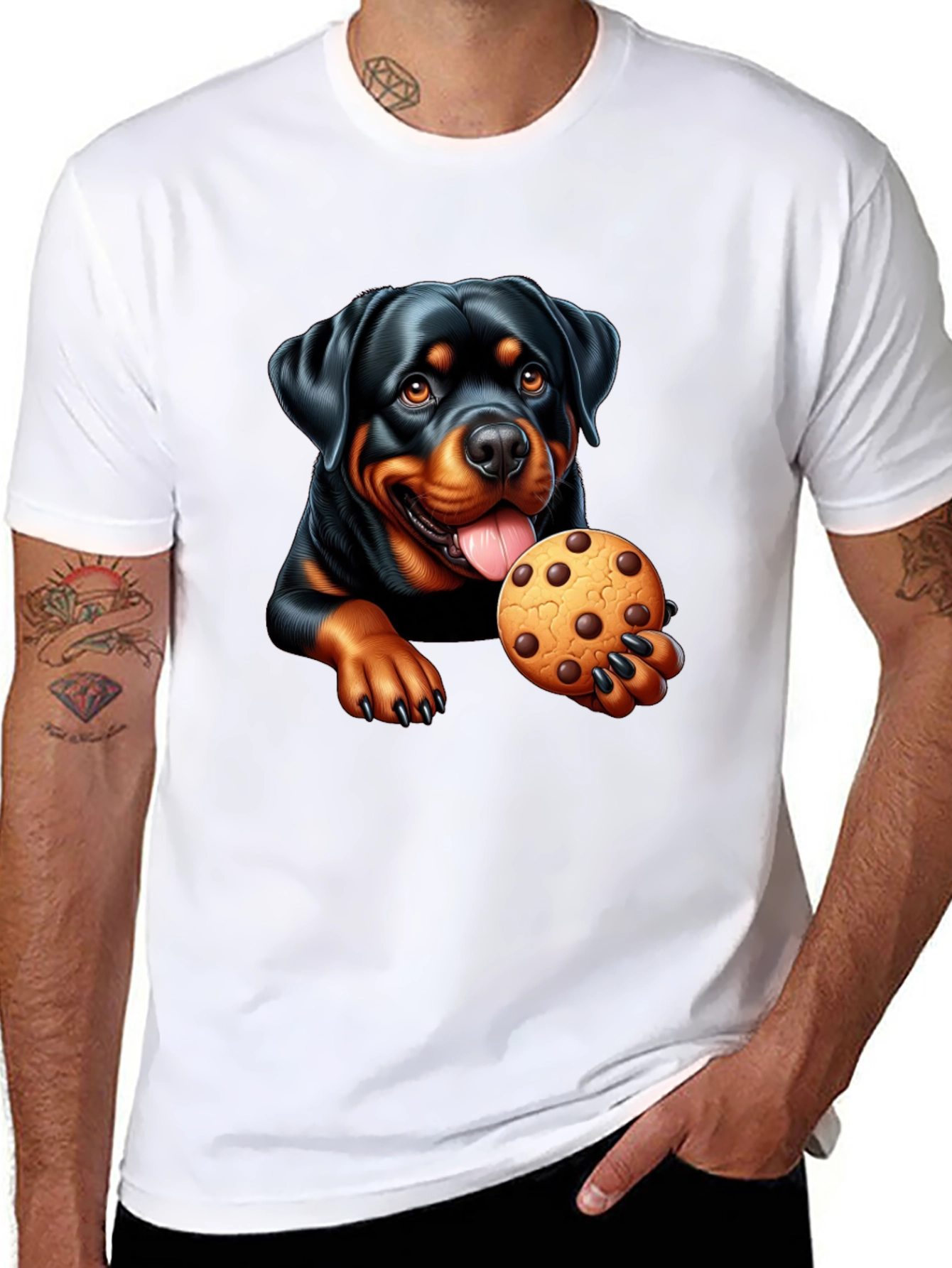 Rottweiler Cookie Lover Black T-Shirt