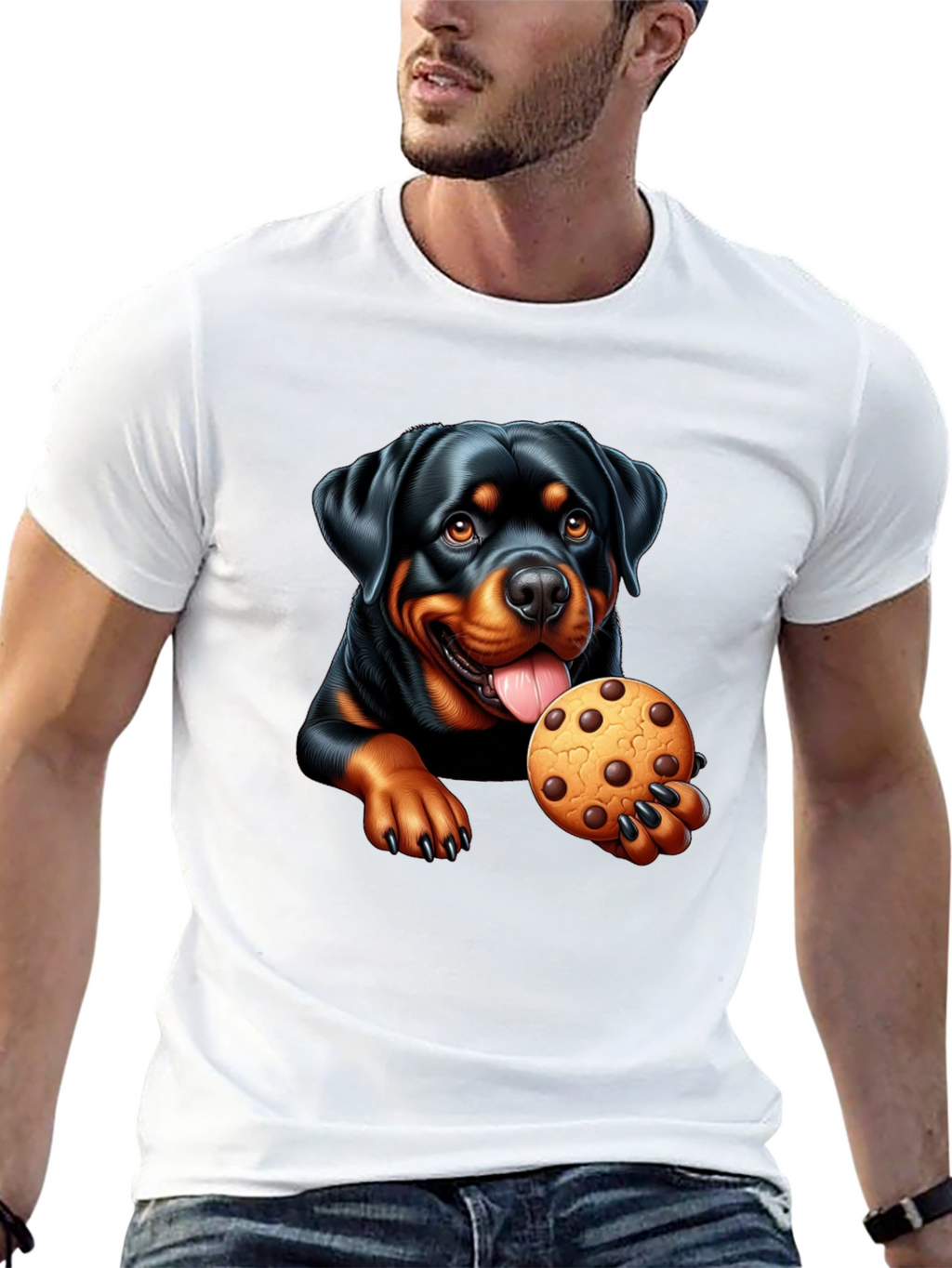 Rottweiler Cookie Lover Black T-Shirt