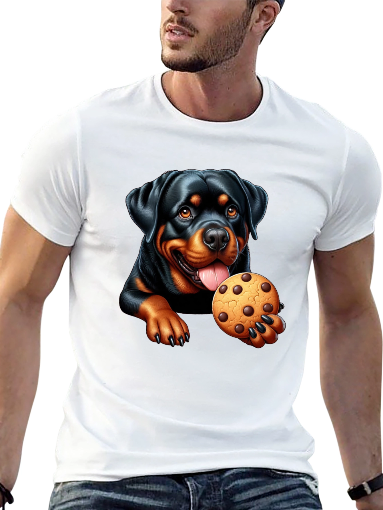 Rottweiler Cookie Lover Black T-Shirt
