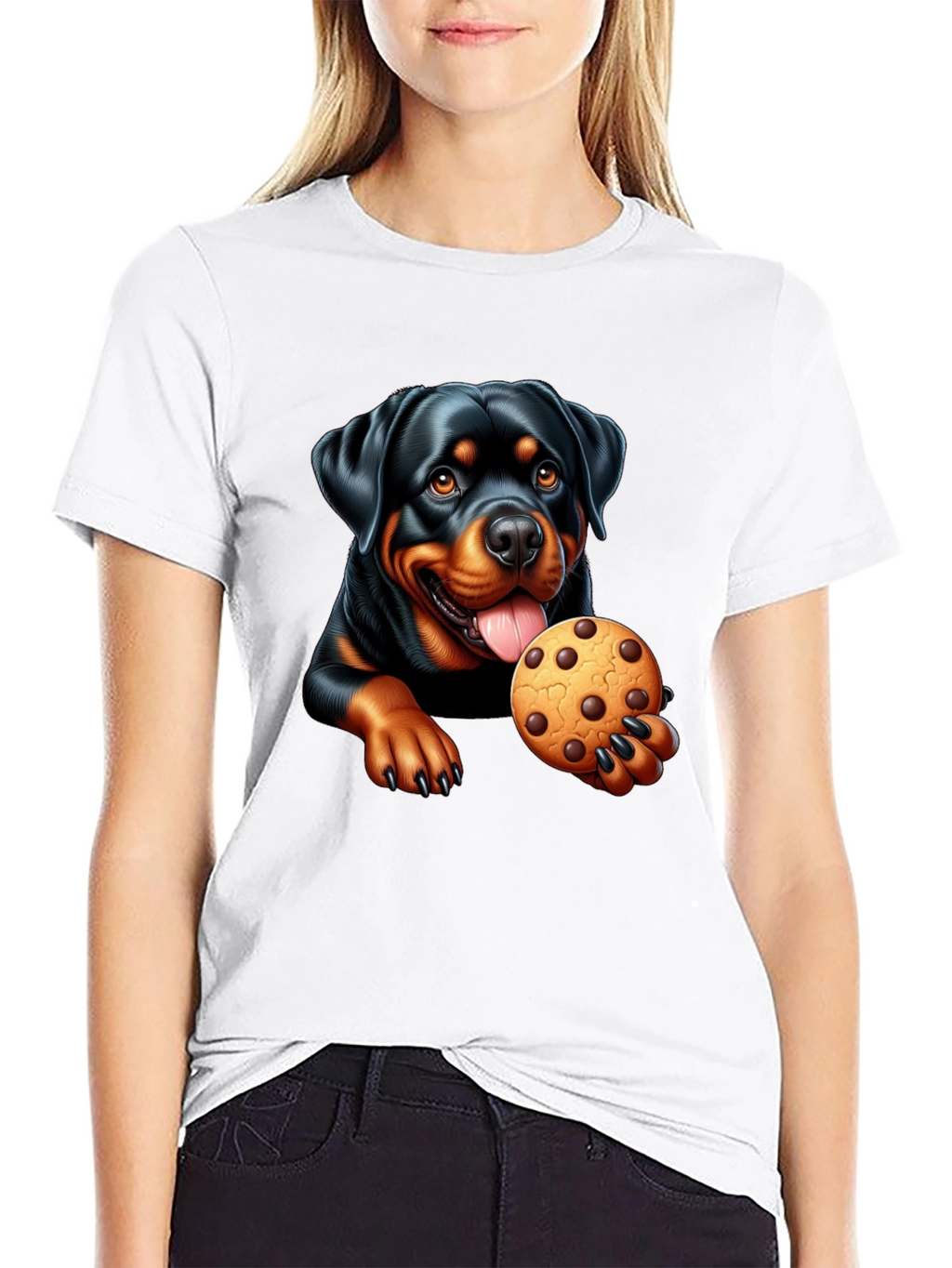 Rottweiler Cookie Lover Black T-Shirt