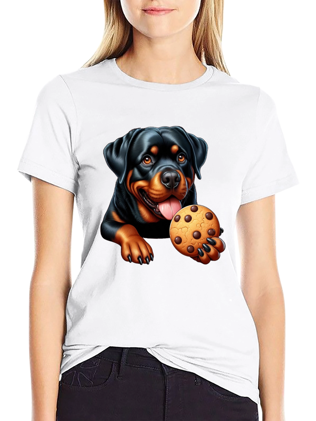 Rottweiler Cookie Lover Black T-Shirt