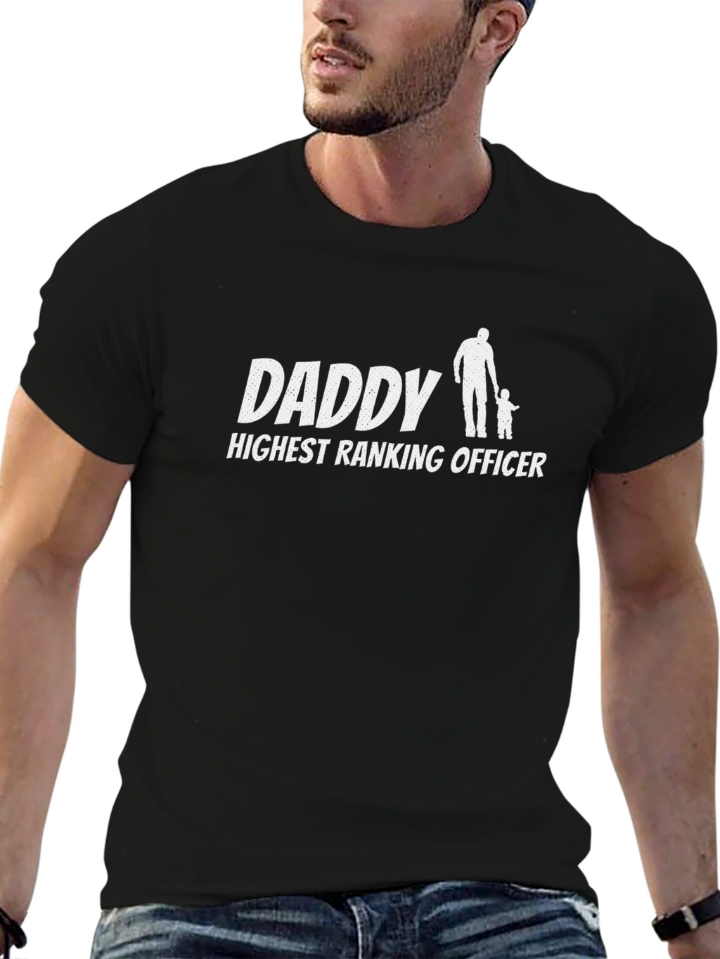 Daddy Highest Ranking Officer Black T-Shirt