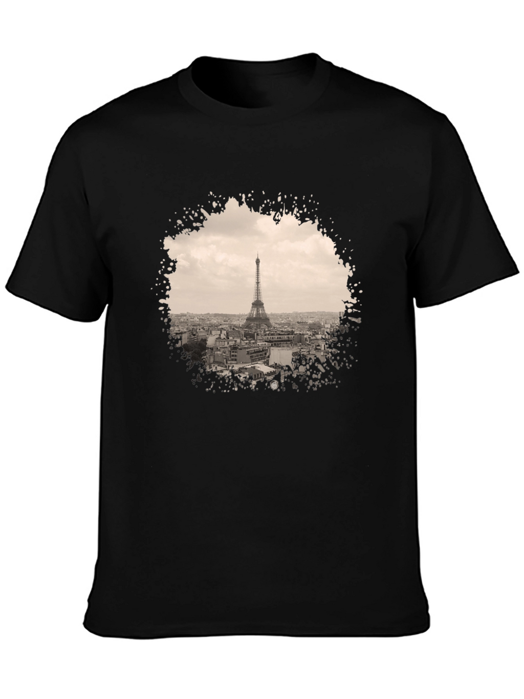 Eiffel Tower Graphic Print Black T-Shirt